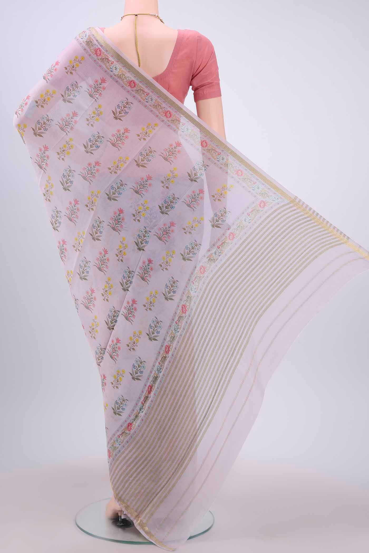 Lavender Mysore Georgette Saree - Image 3