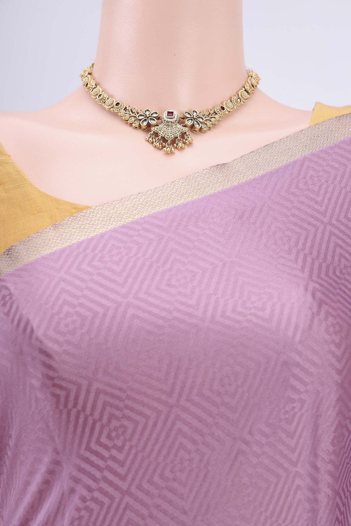 Lavender Mysore Crepe Saree - Image 2