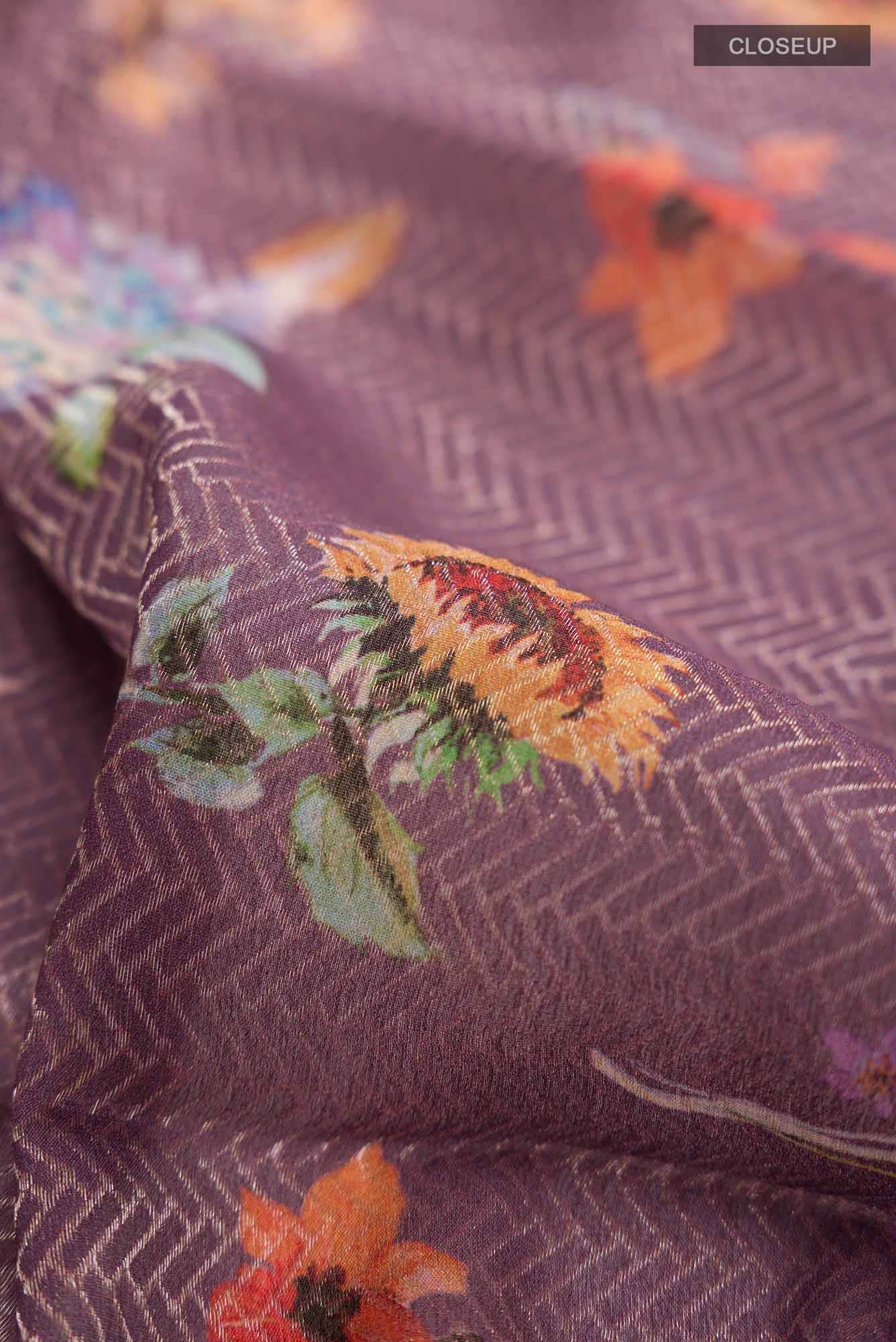 Mauve Mysore Crepe Saree - Image 3
