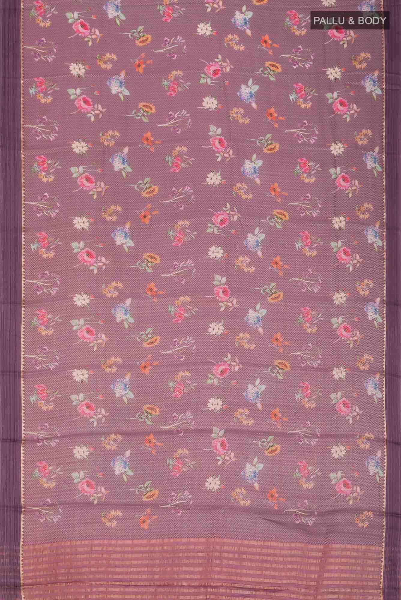 Mauve Mysore Crepe Saree - Image 4