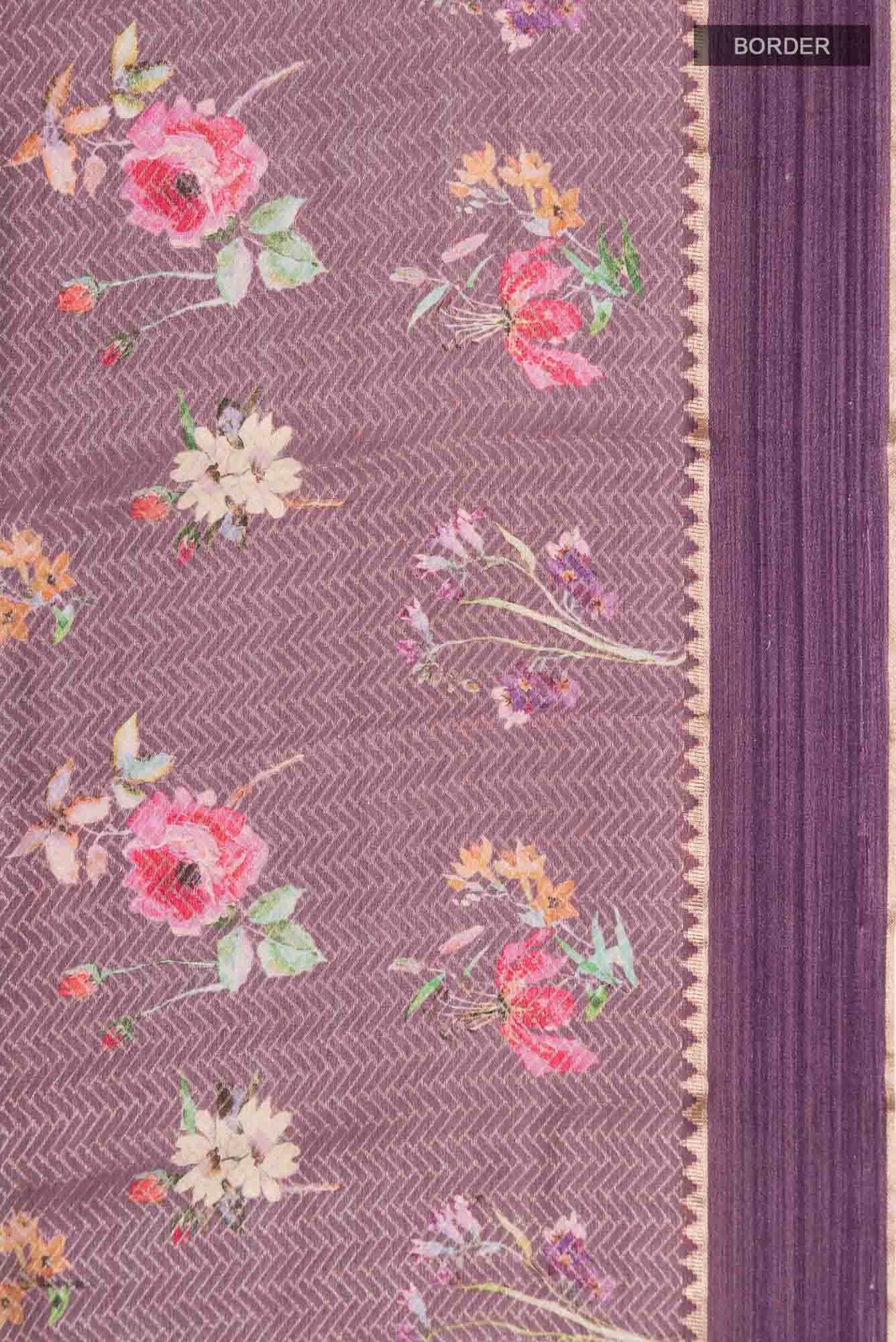 Mauve Mysore Crepe Saree - Image 5