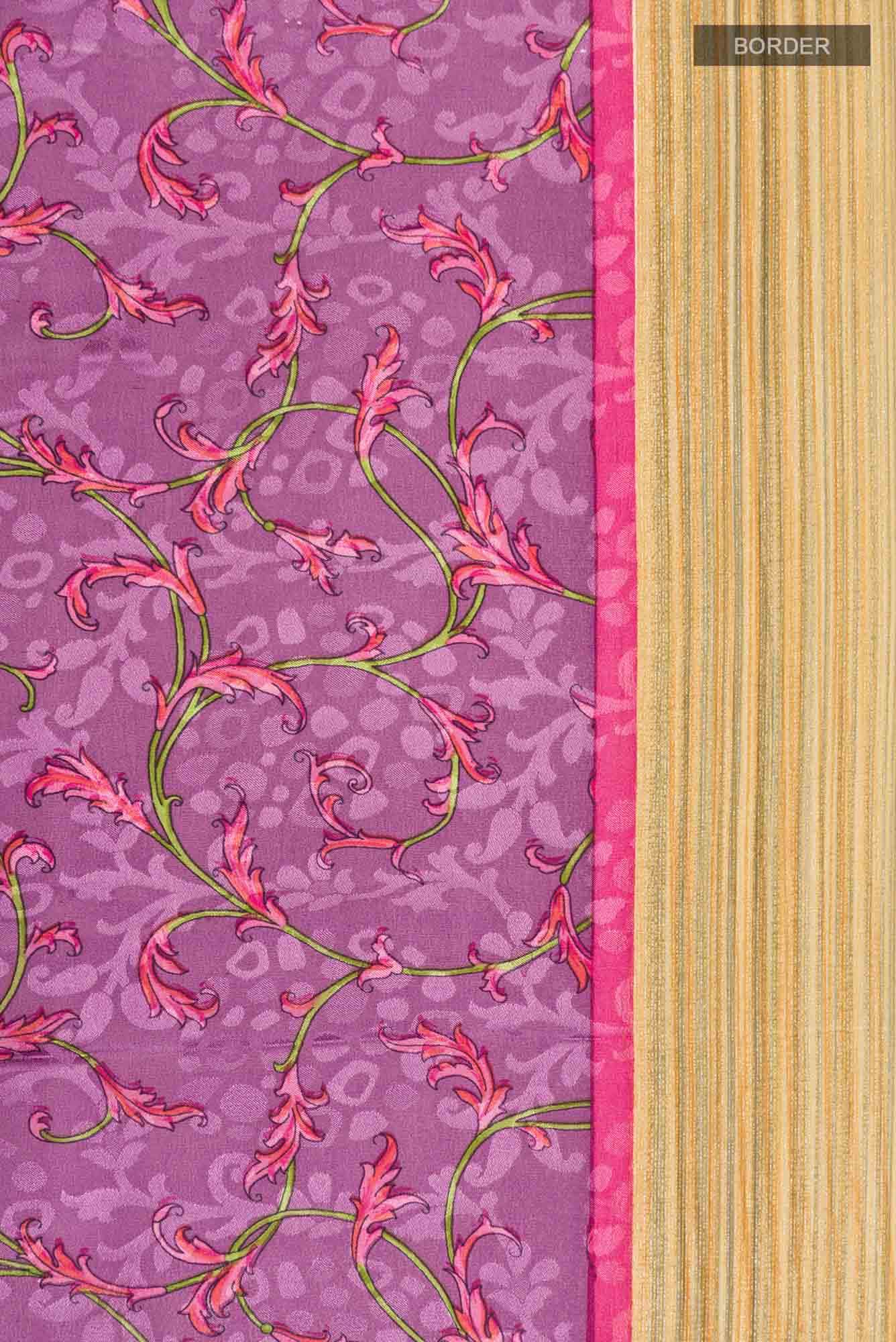Lavender Mysore Crepe Saree - Image 4