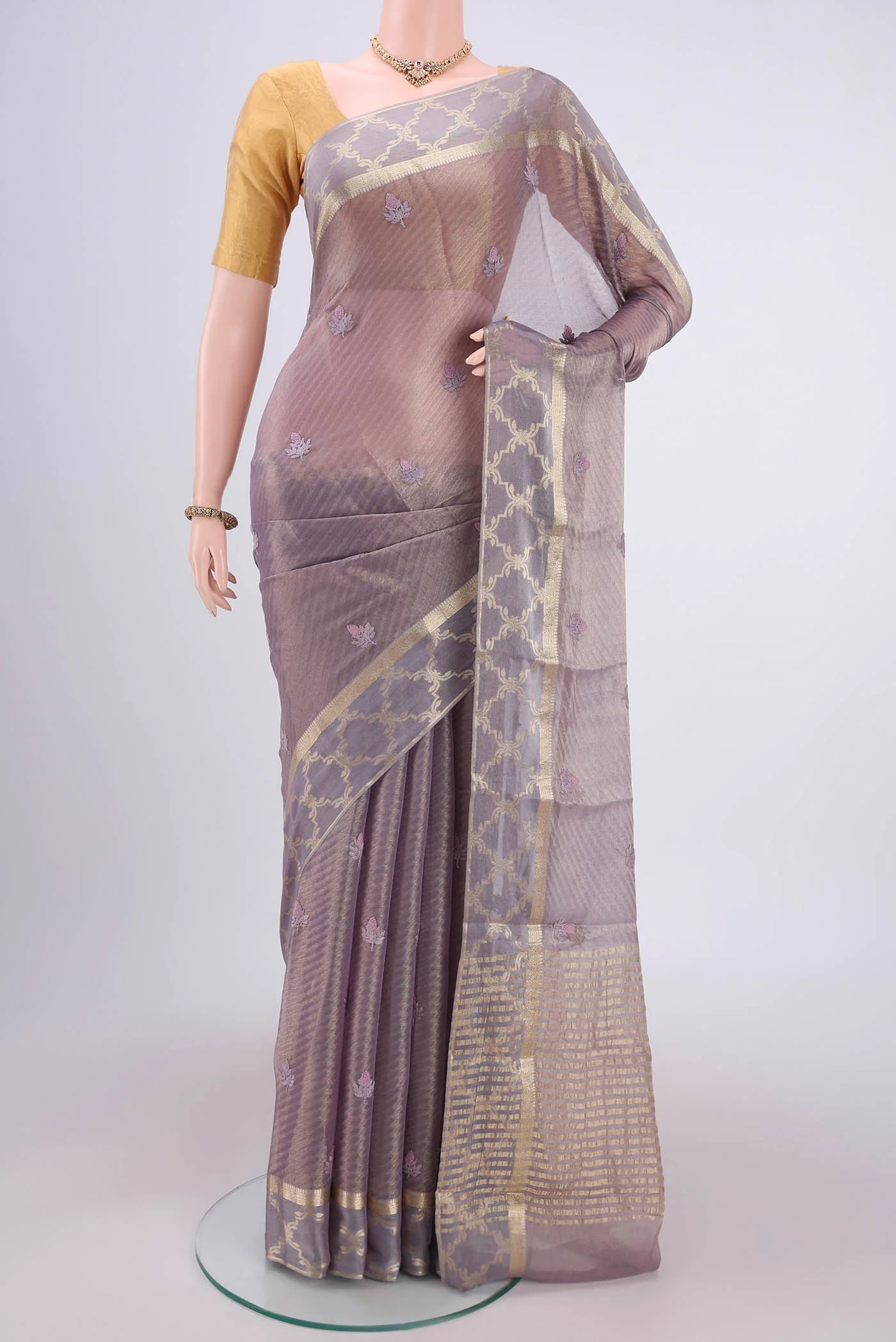 Lavender Mysore Georgette Saree