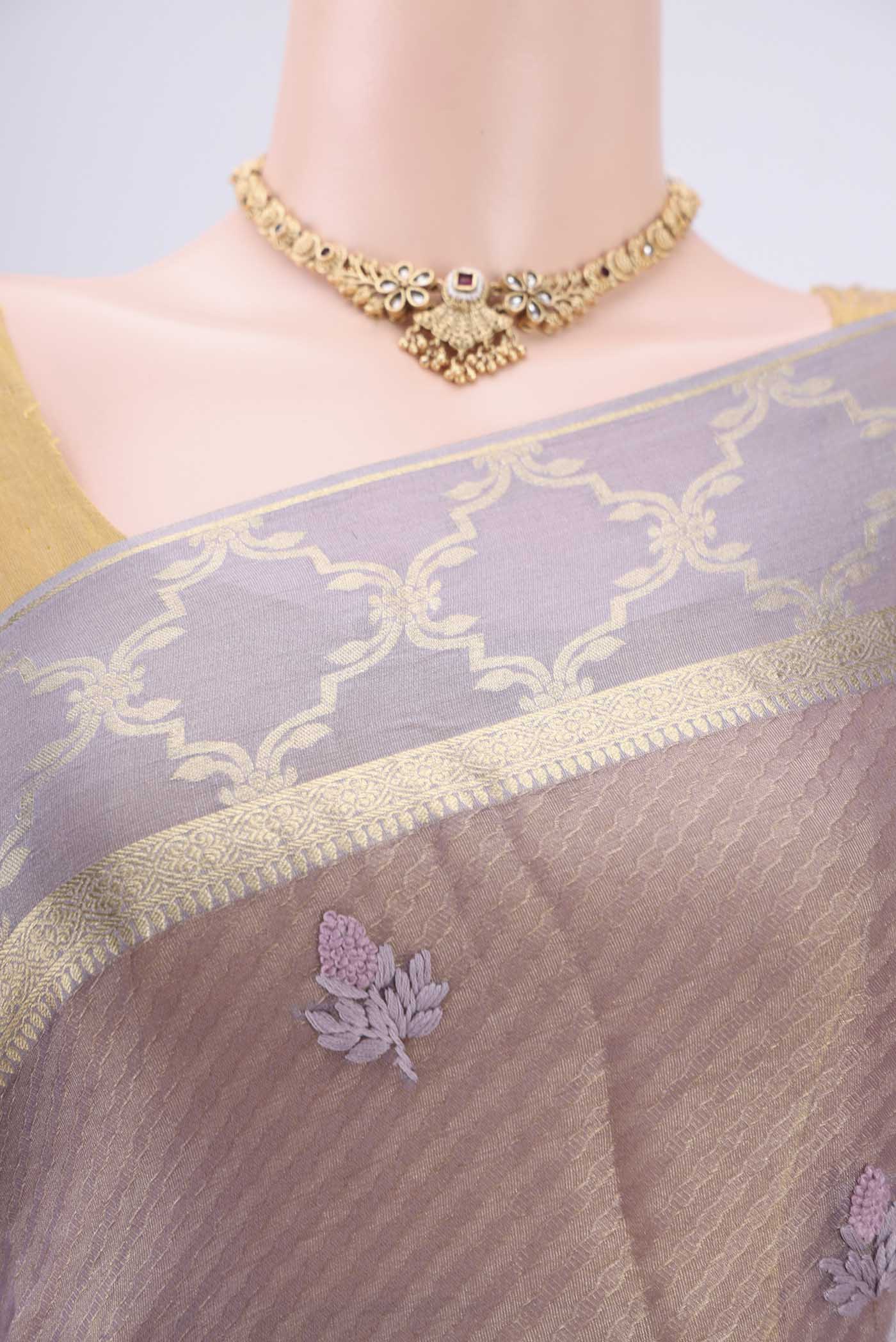 Lavender Mysore Georgette Saree - Image 2