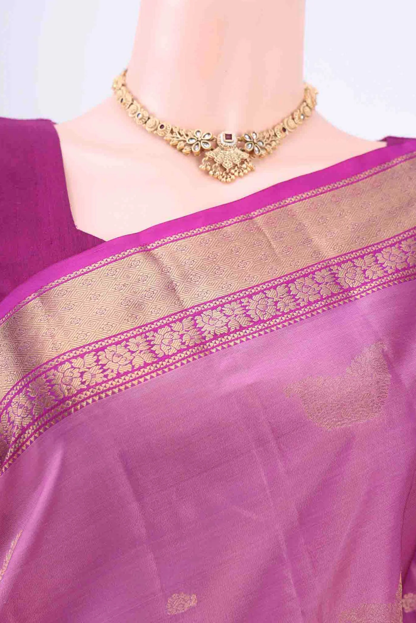Lavender Kanchipuram Silk Saree - Image 2