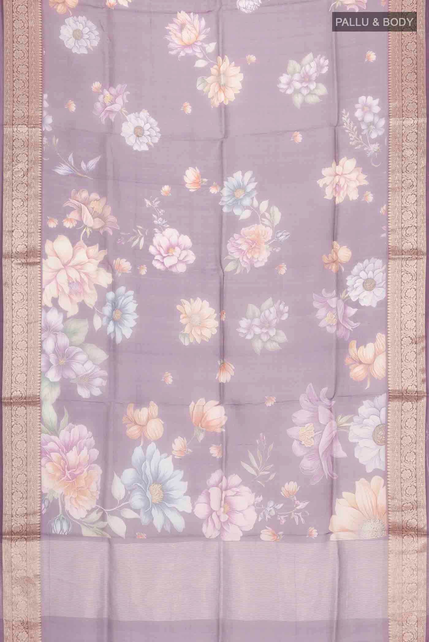Mauve Organza Silk Saree - Image 5