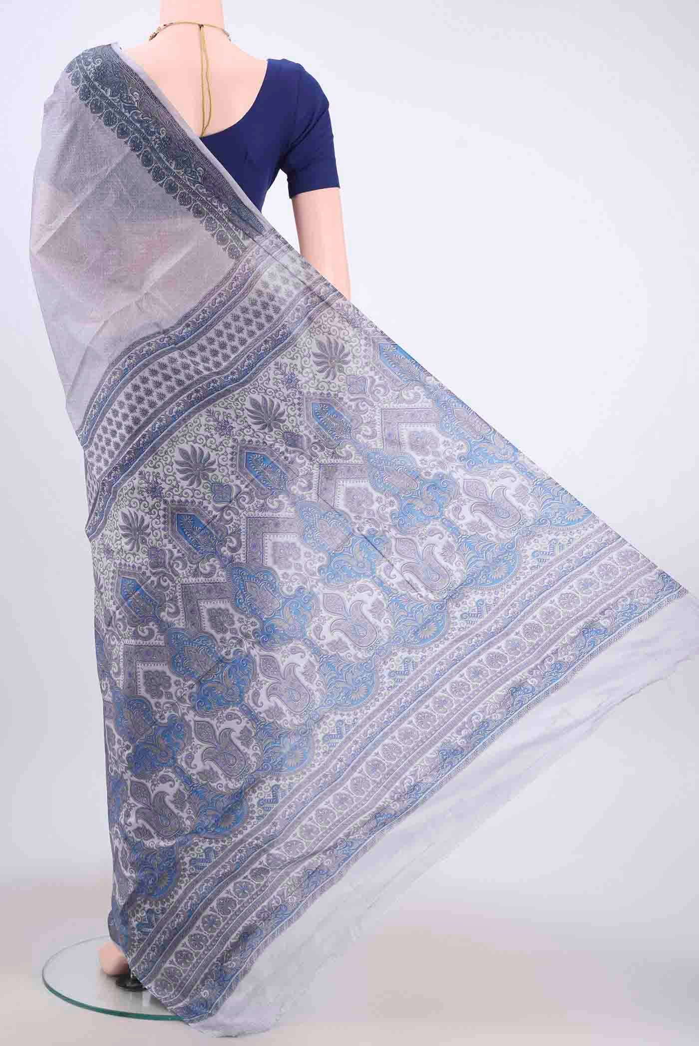 Mauve Printed Silk Saree - Image 3