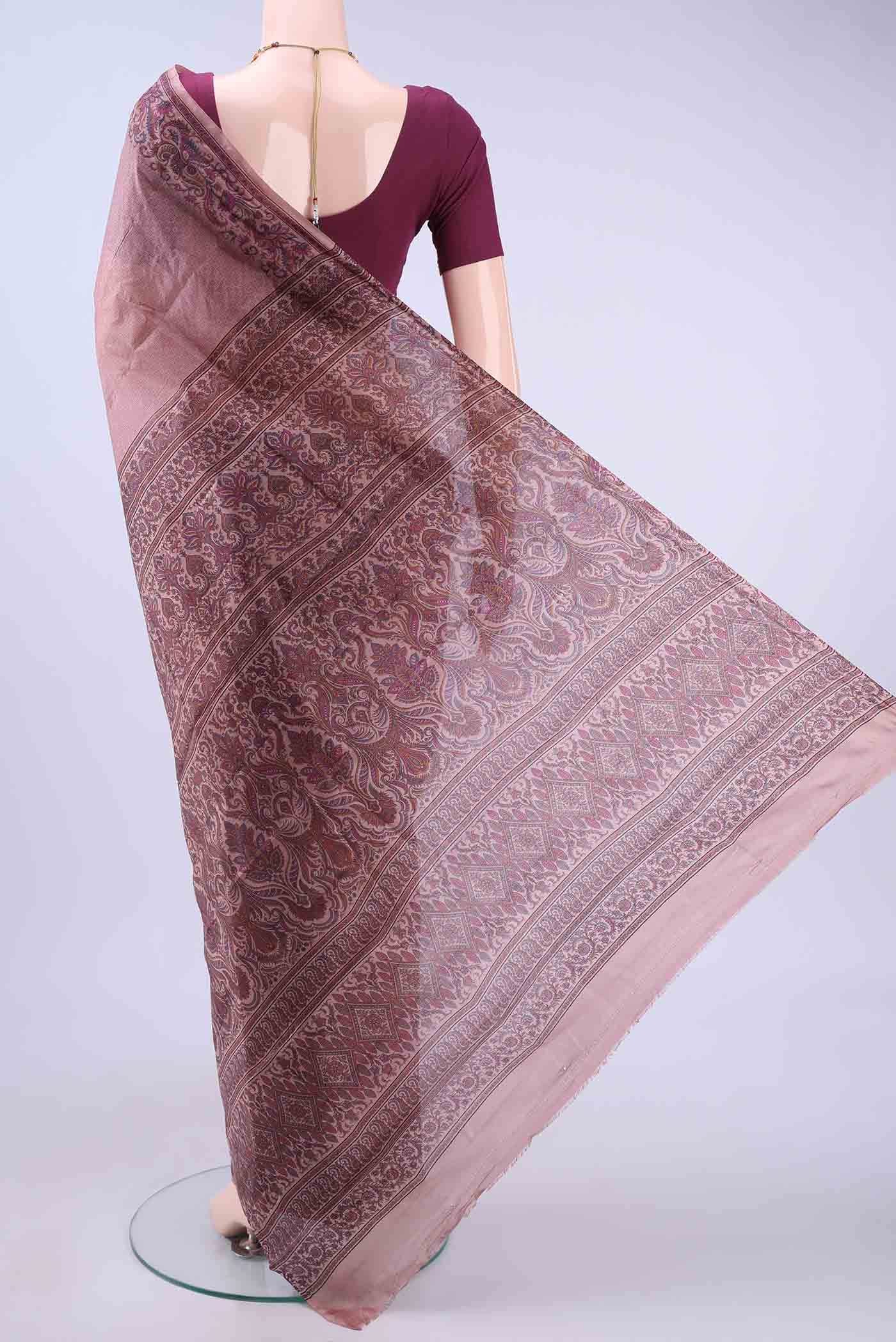 Mauve Printed Silk Saree - Image 2
