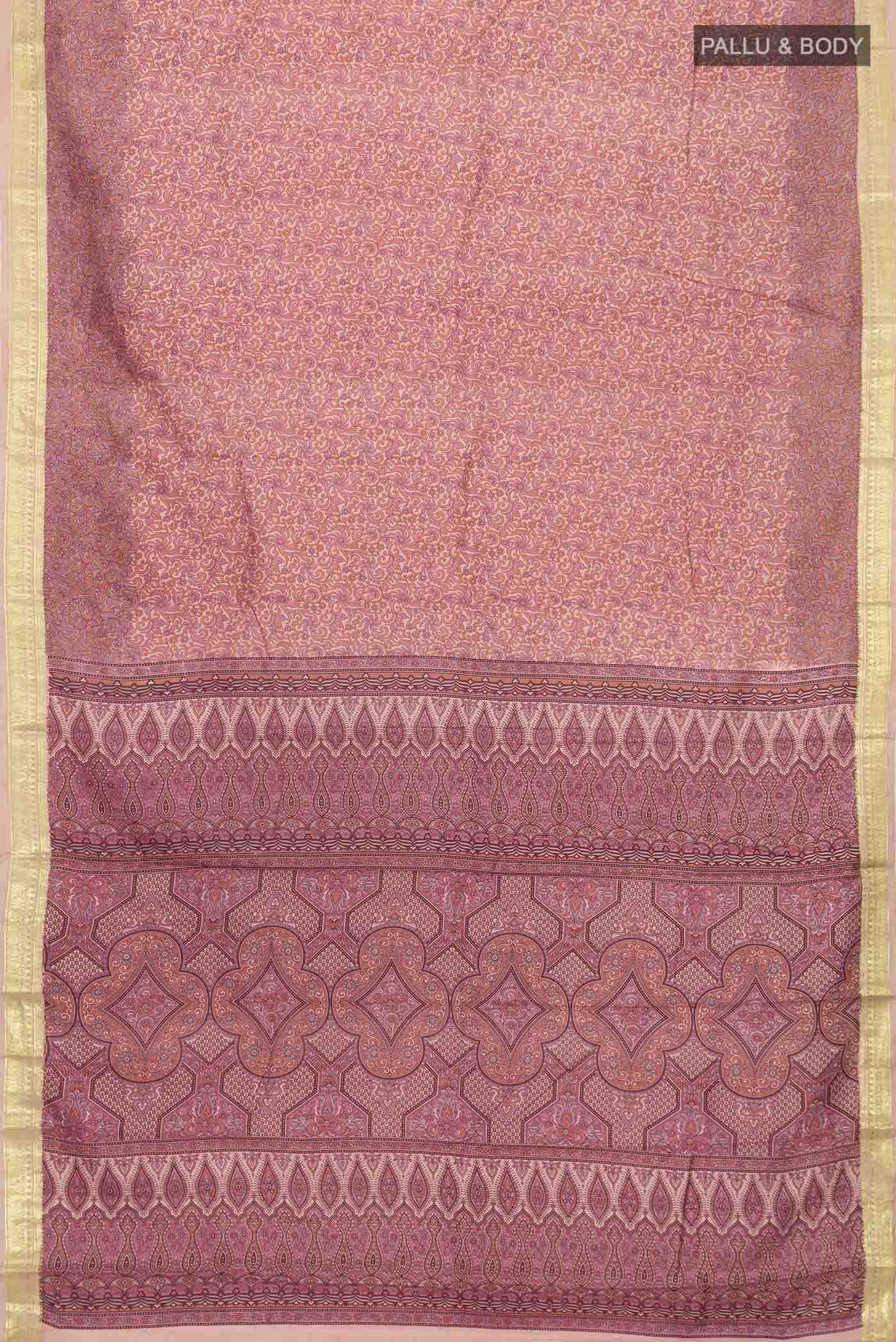 Mauve Printed Silk Saree - Image 2