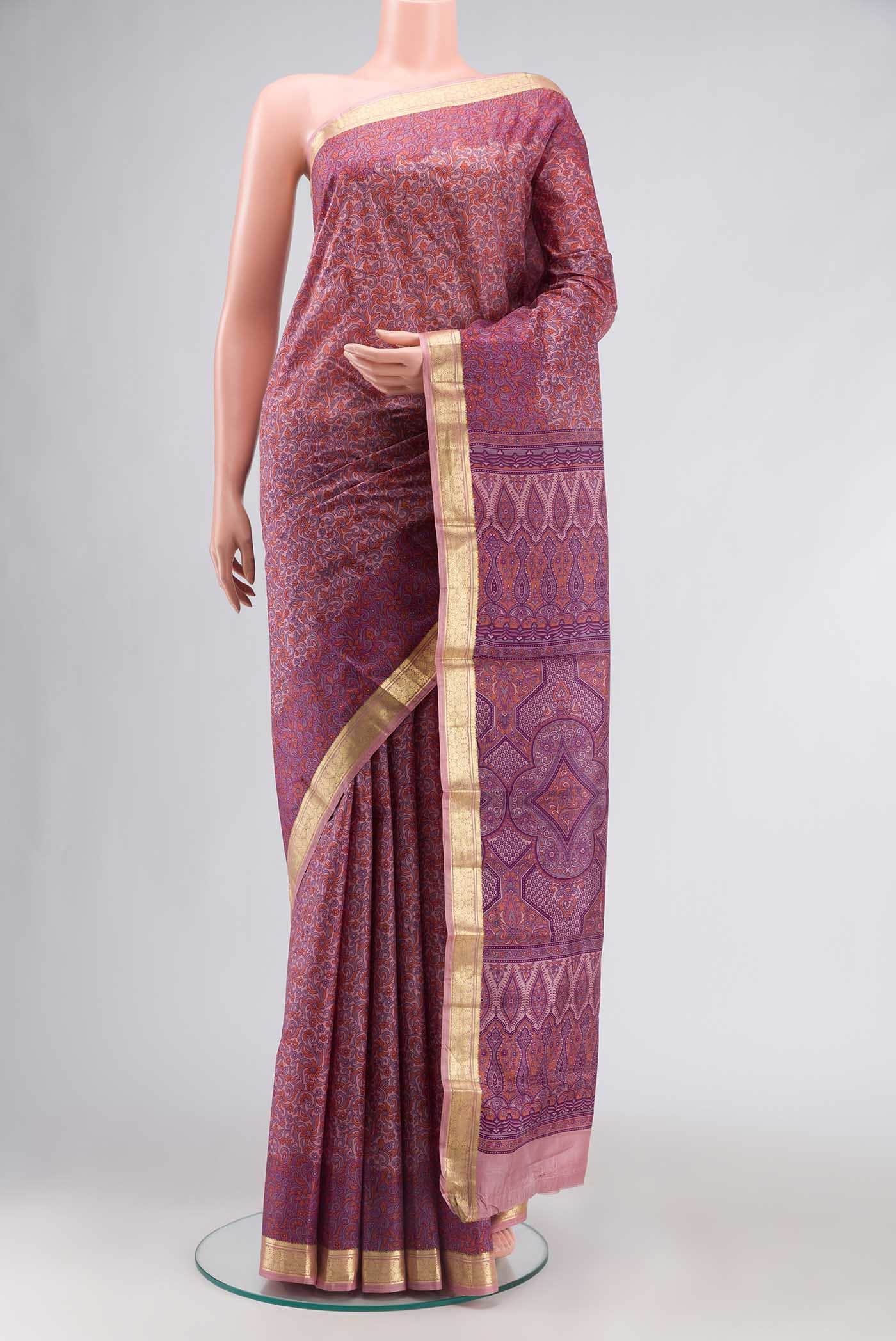Mauve Printed Silk Saree