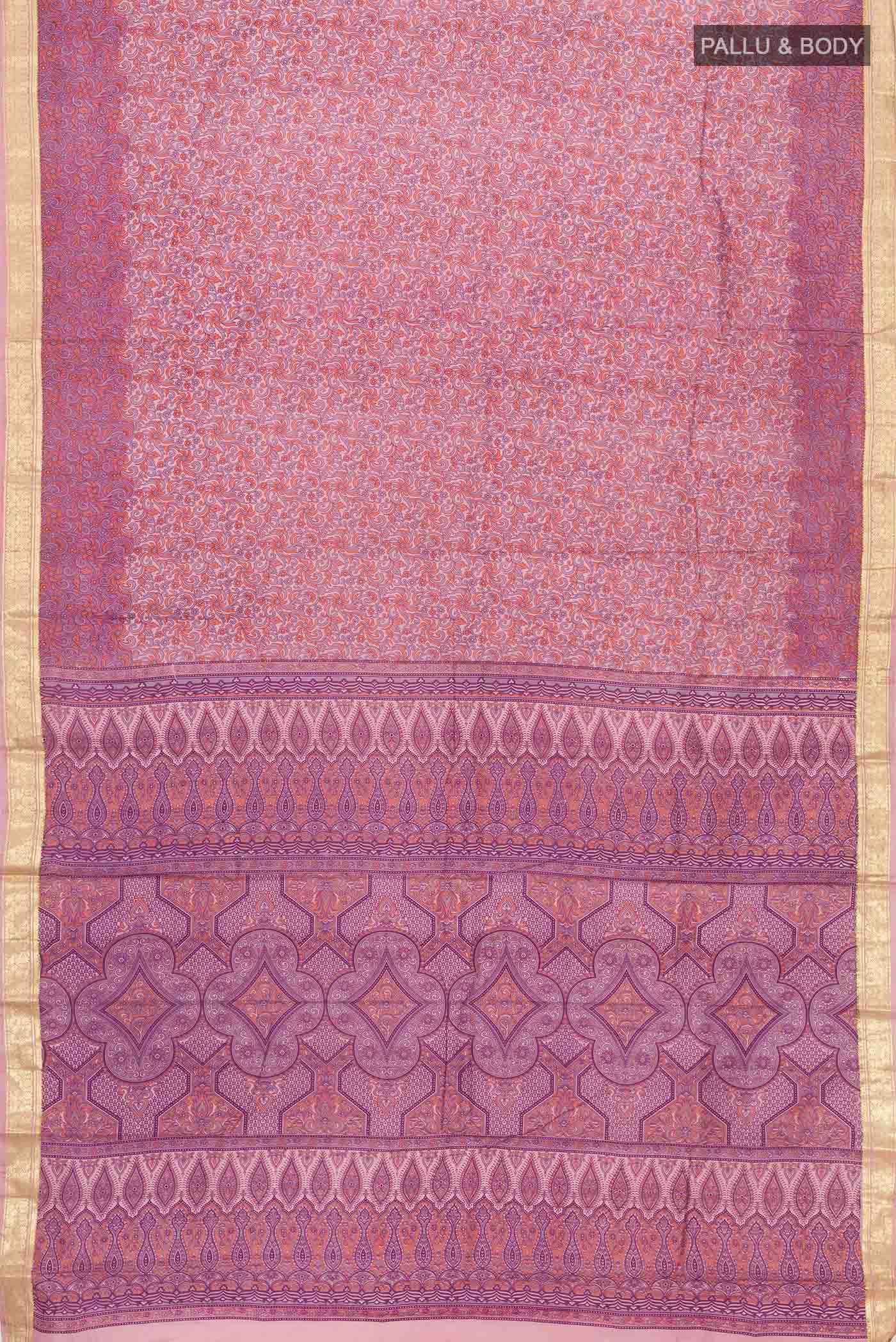 Mauve Printed Silk Saree - Image 2