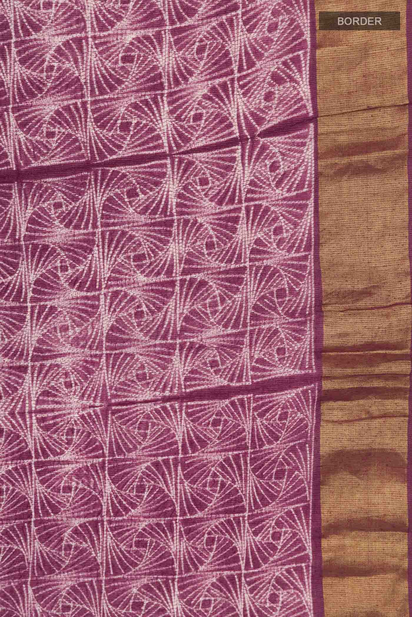 Mauve Tussar Silk Saree - Image 3