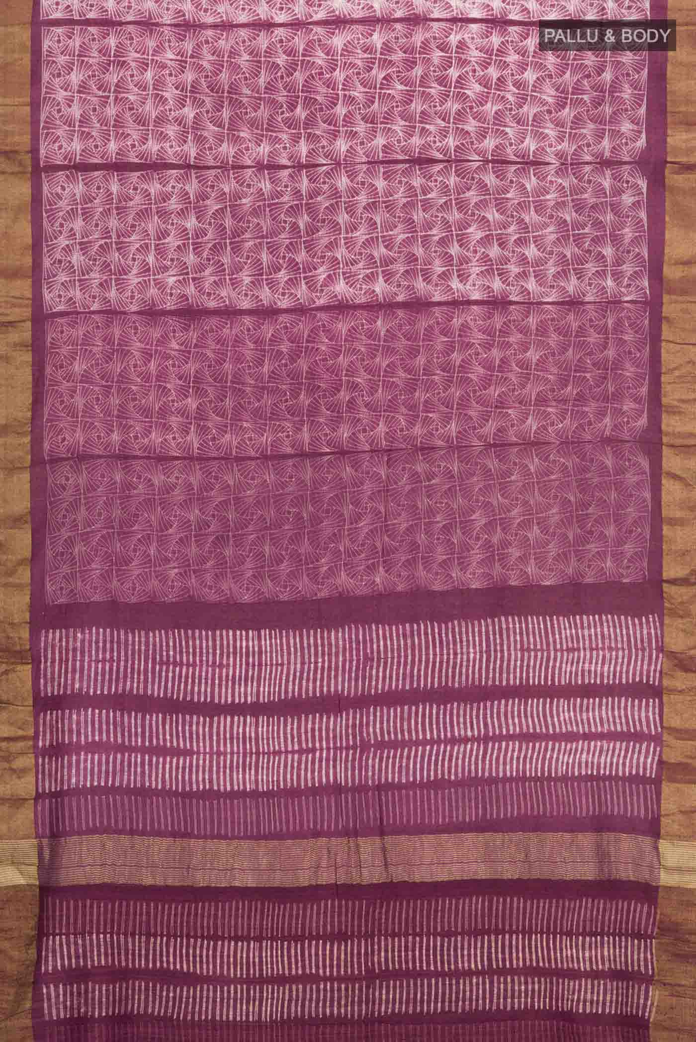 Mauve Tussar Silk Saree - Image 5