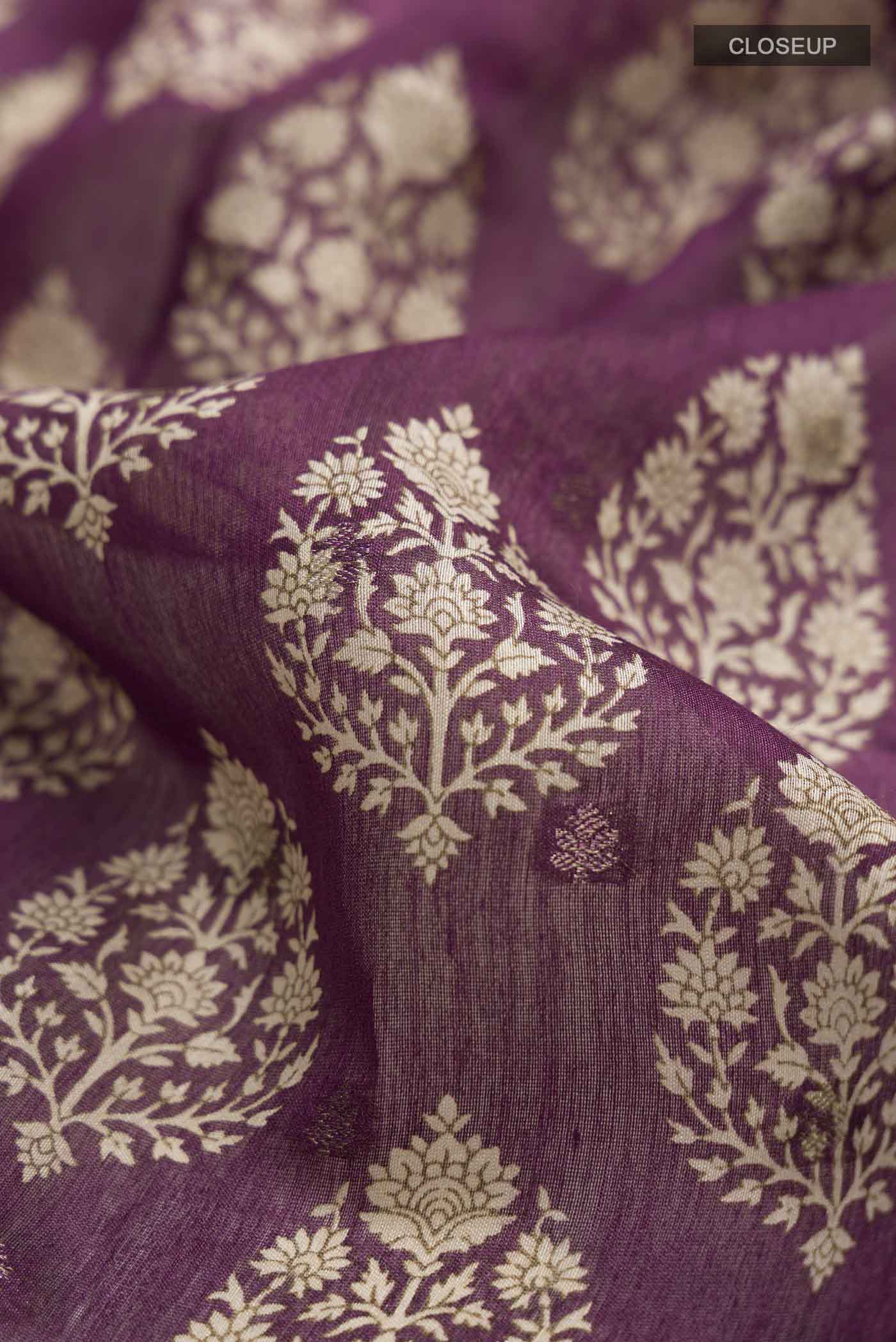 Mauve Tussar Silk Saree - Image 2