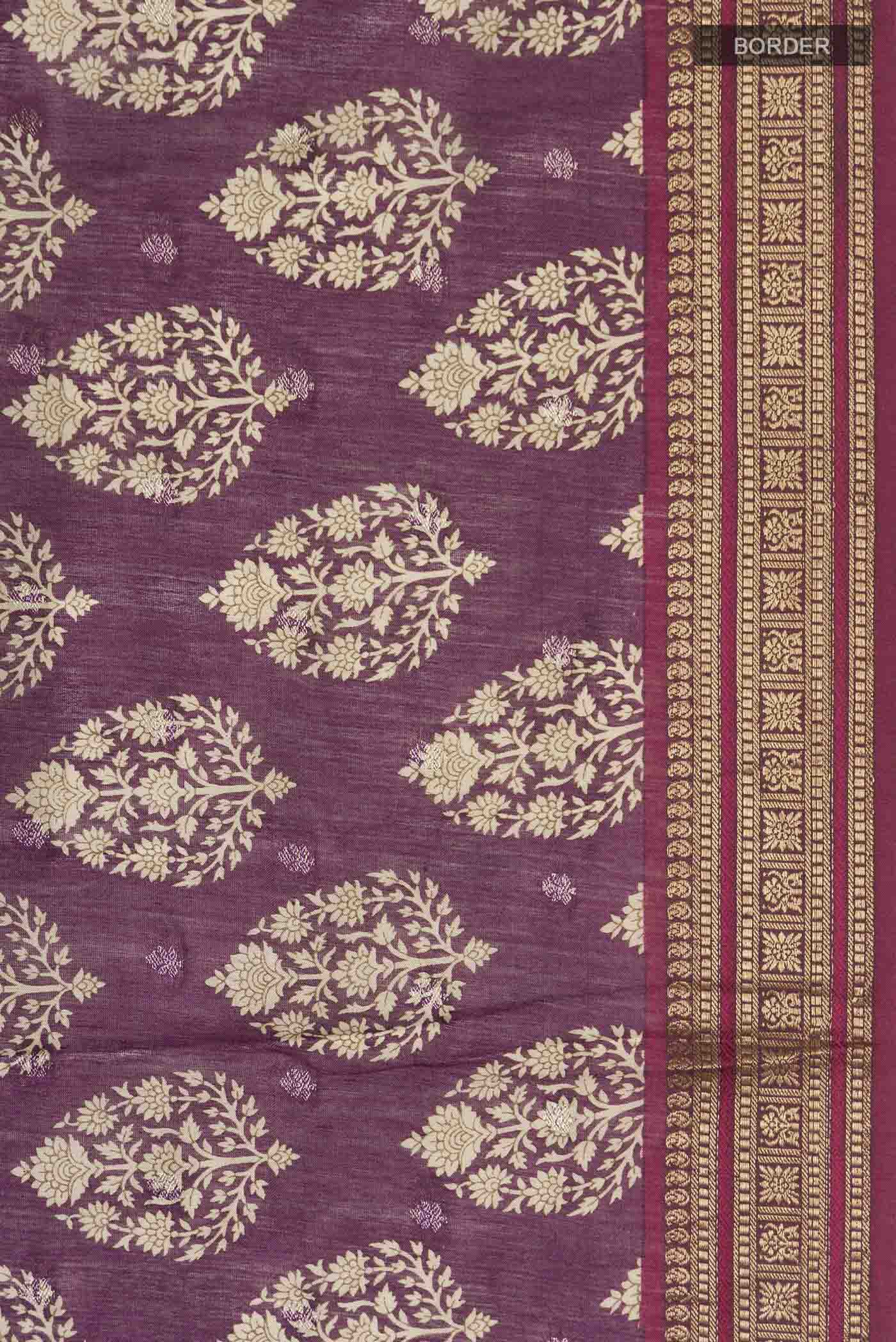 Mauve Tussar Silk Saree - Image 3