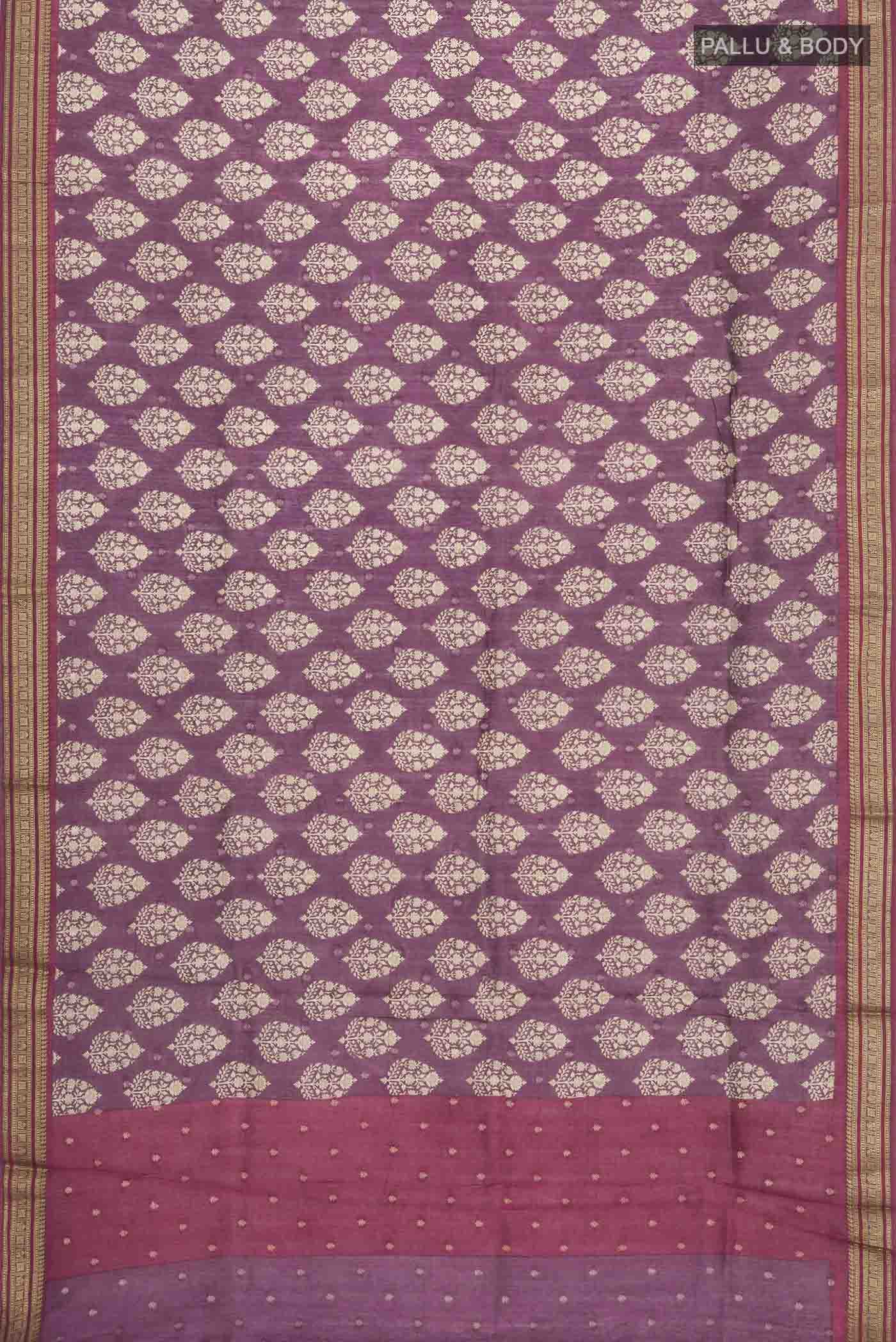 Mauve Tussar Silk Saree - Image 5