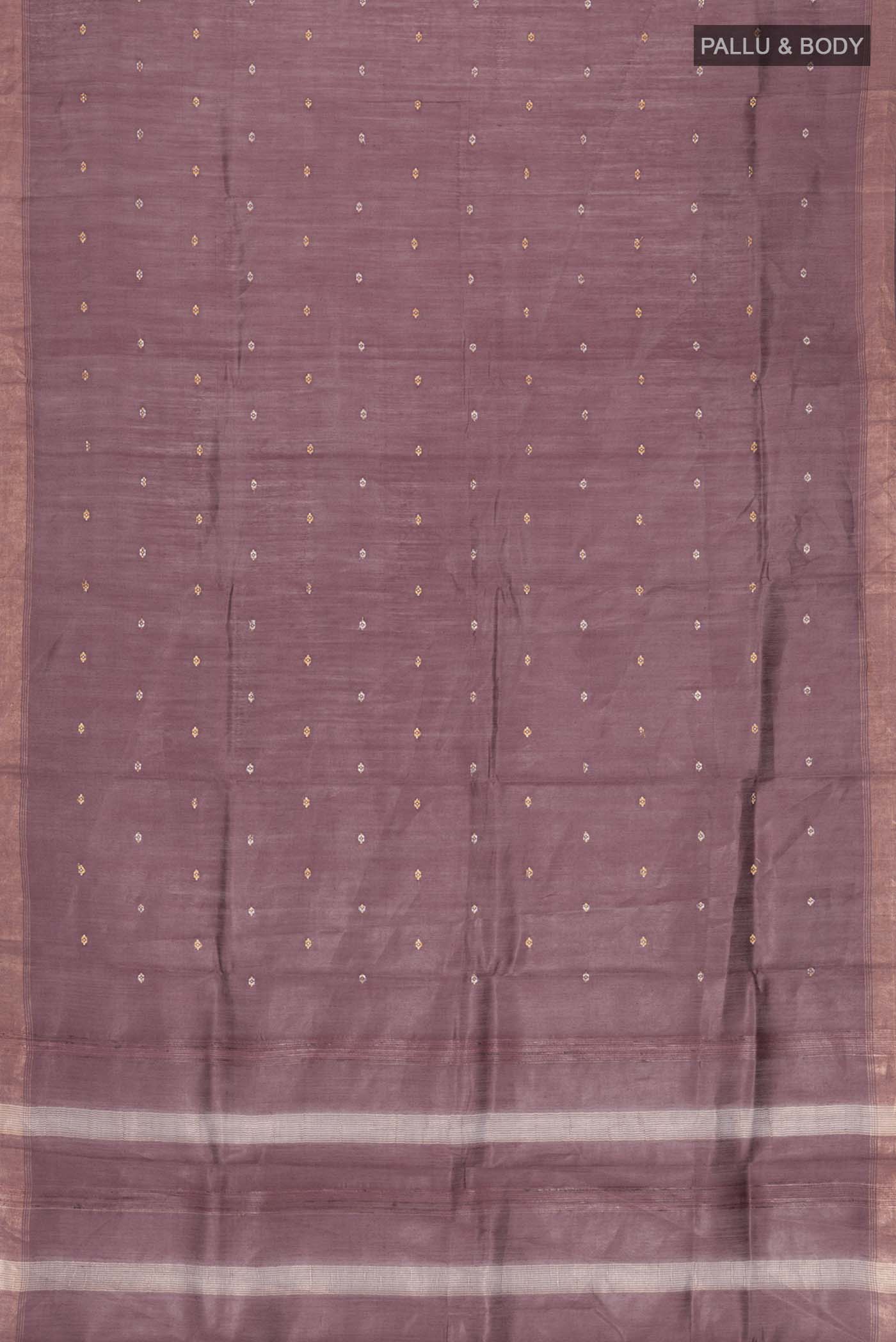 Mauve Tussar Silk Saree - Image 3