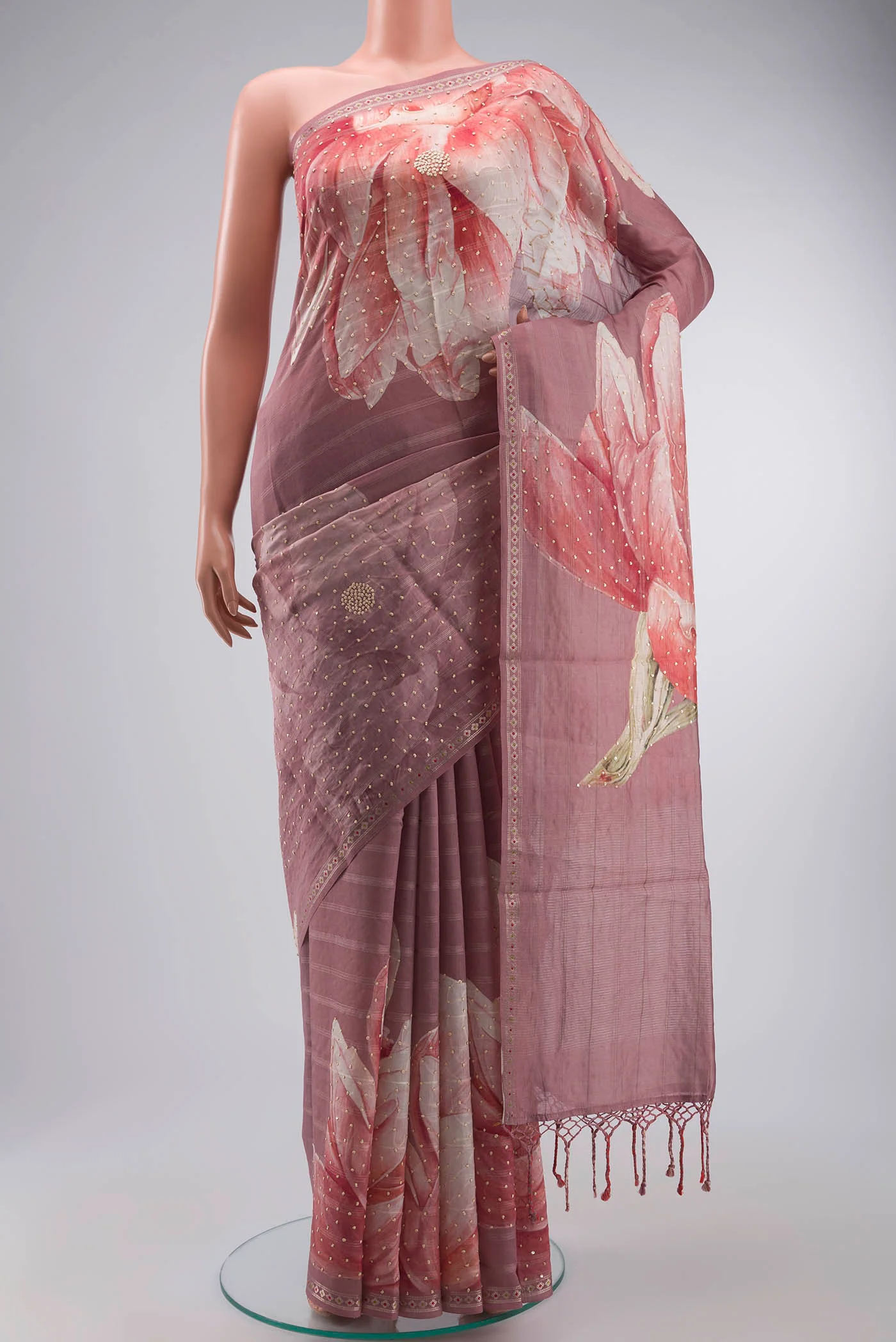 Mauve Tussar Silk Saree