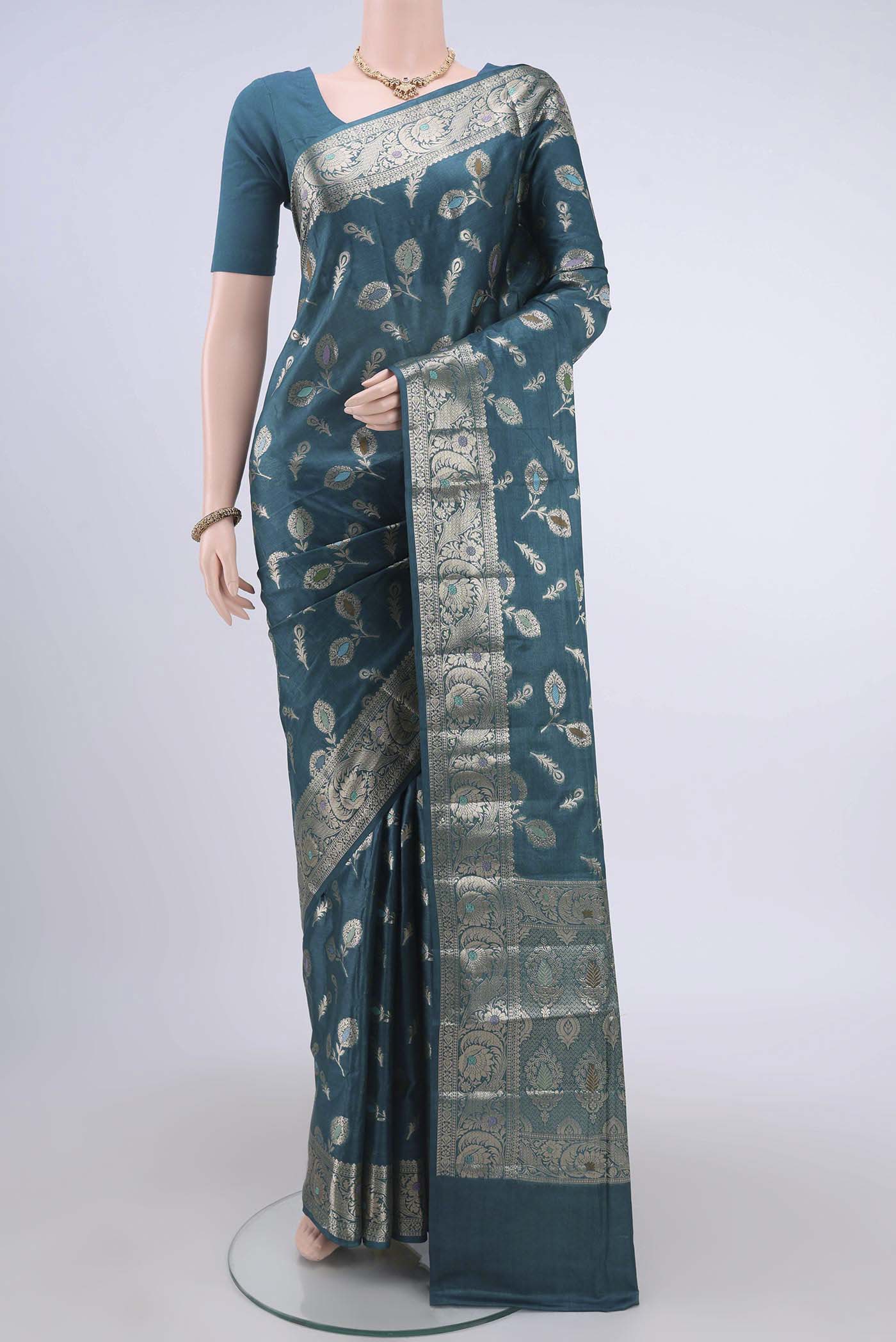 Maya Blue Banarasi Raw Silk Saree