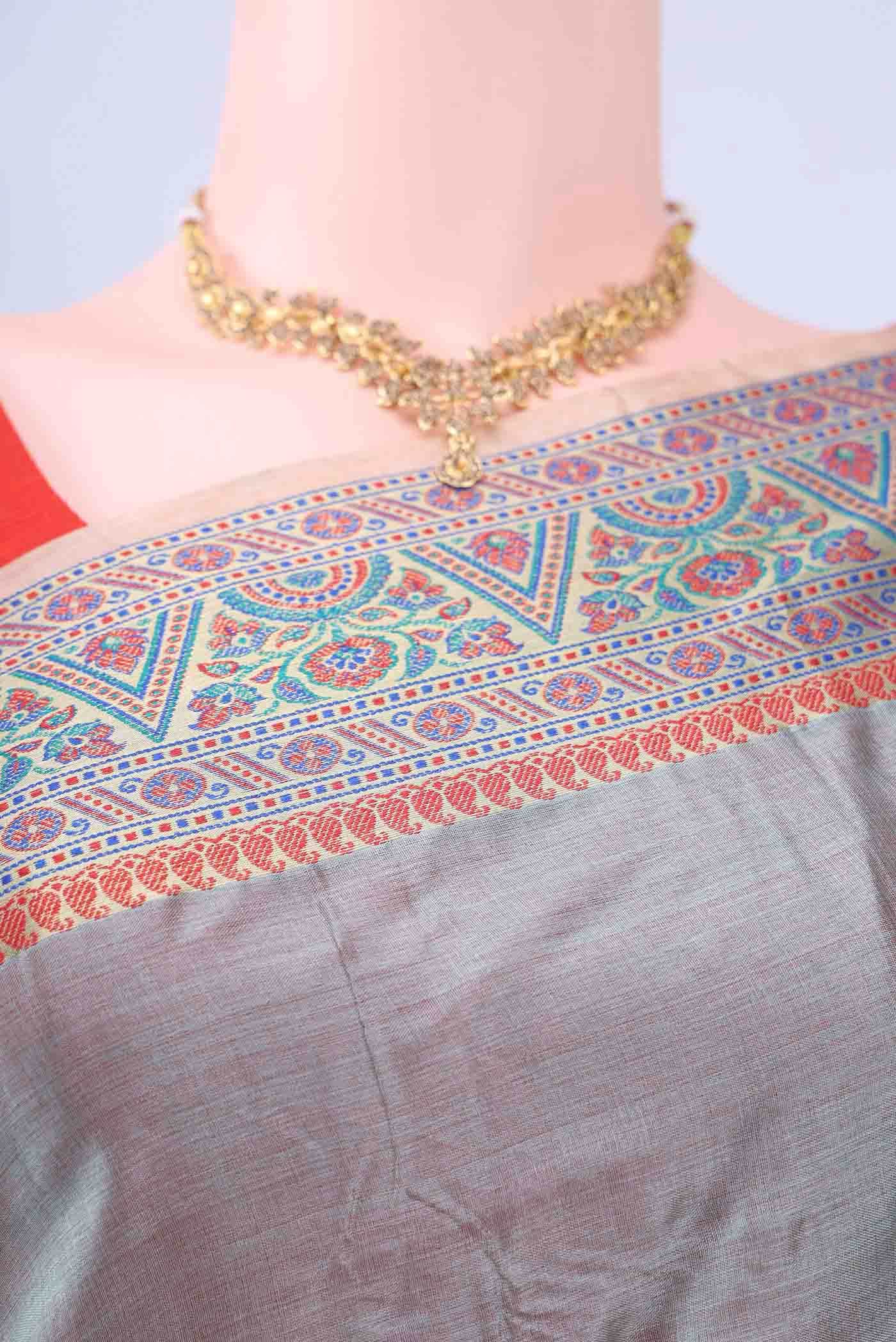 Maya Blue Banarasi Silk Saree - Image 3