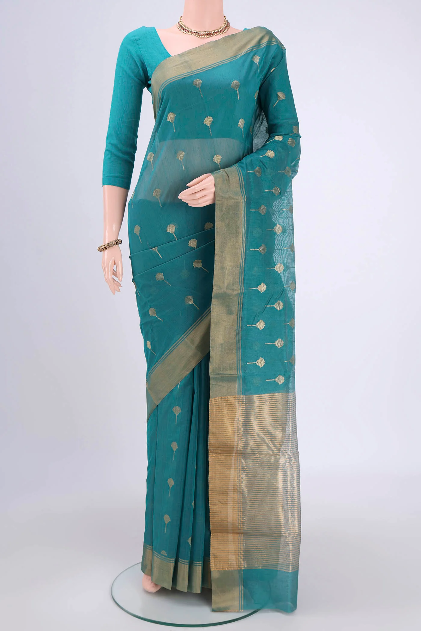 Maya Blue Chanderi Silk Cotton Saree