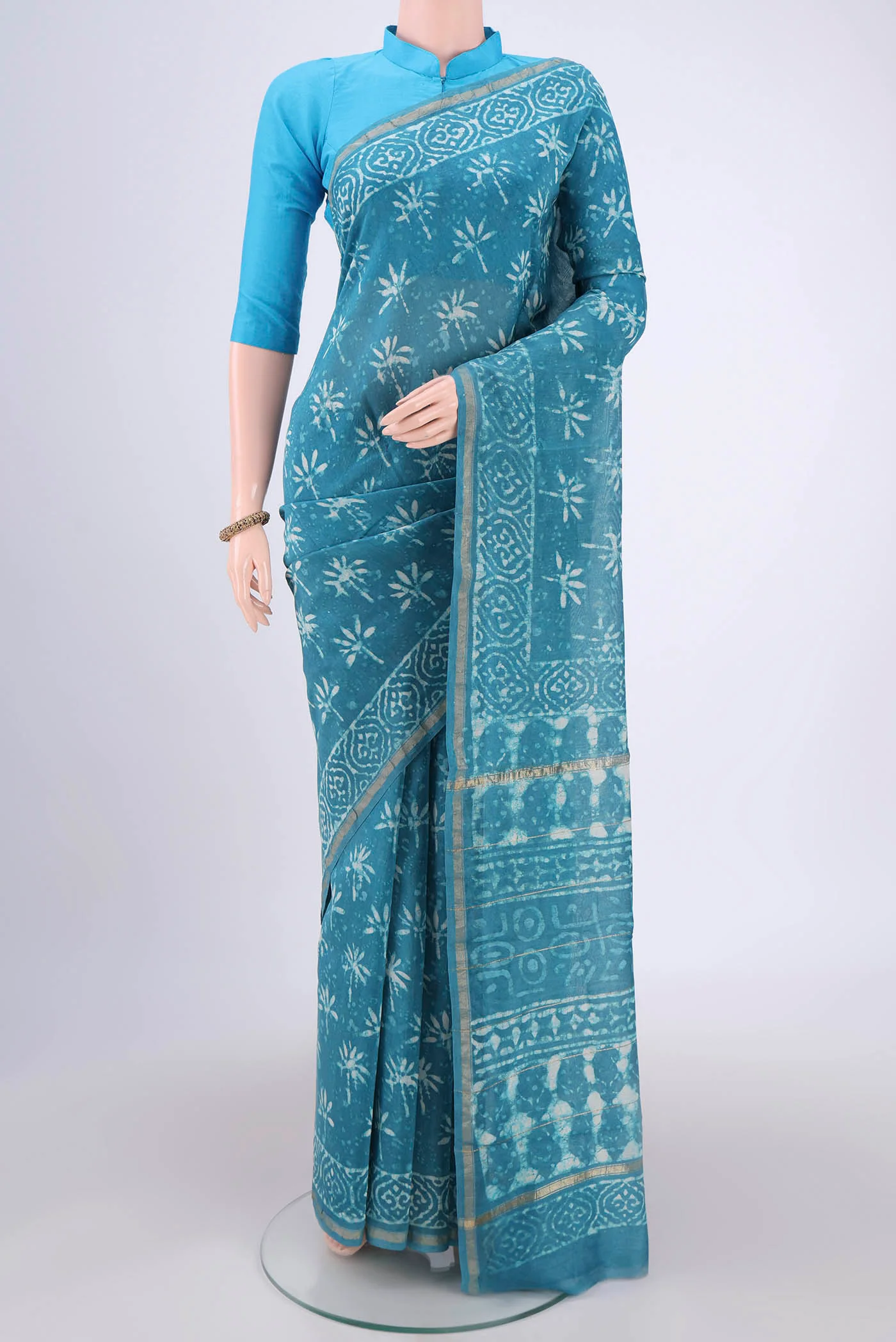 Maya Blue Chanderi Silk Cotton Saree