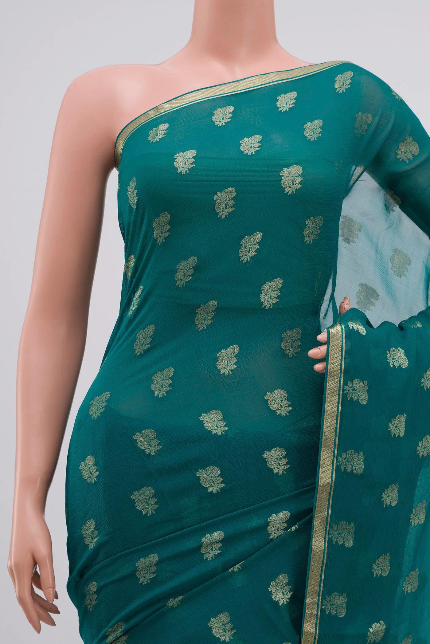 Maya Blue Mysore Chiffon Saree - Image 2