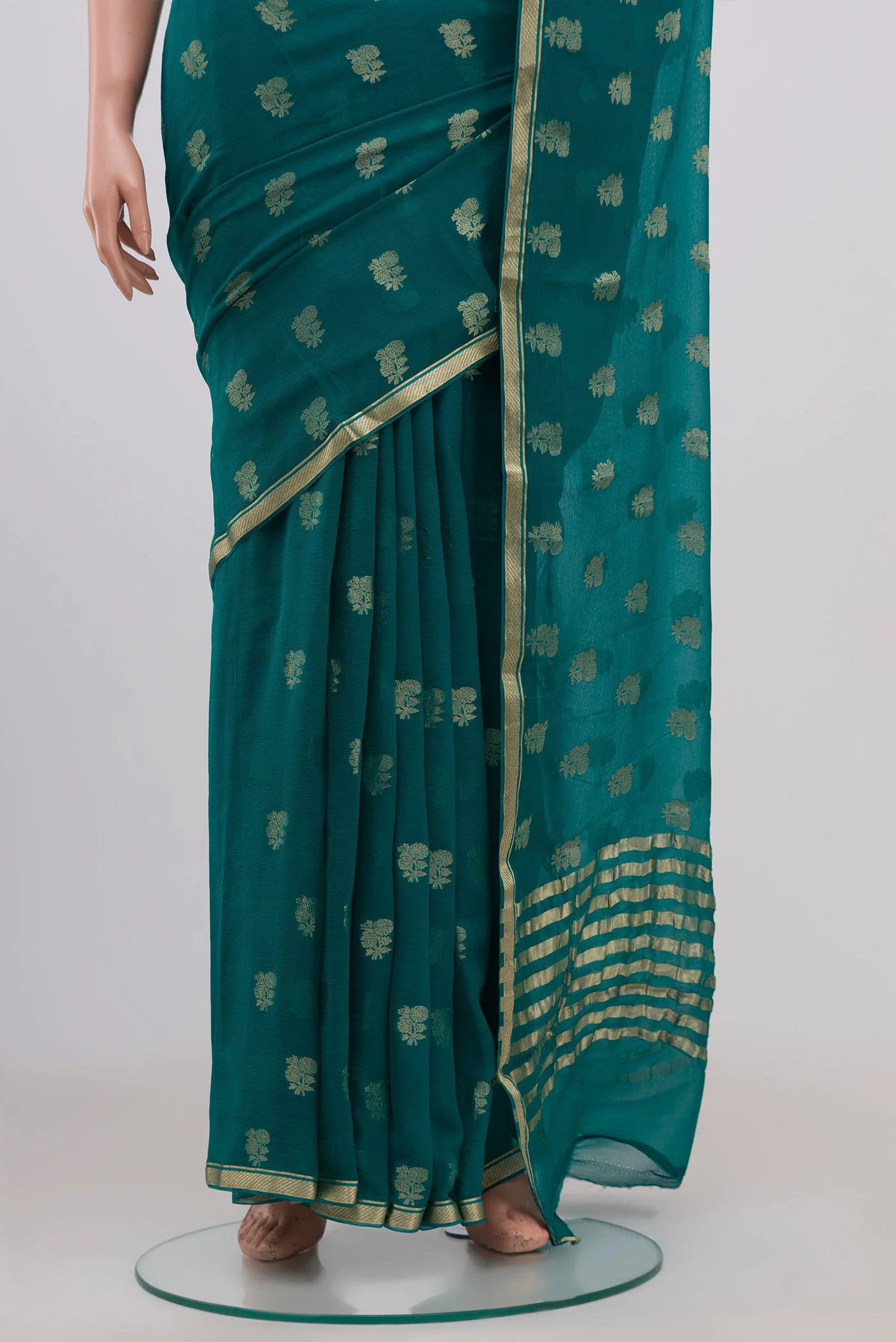 Maya Blue Mysore Chiffon Saree - Image 3