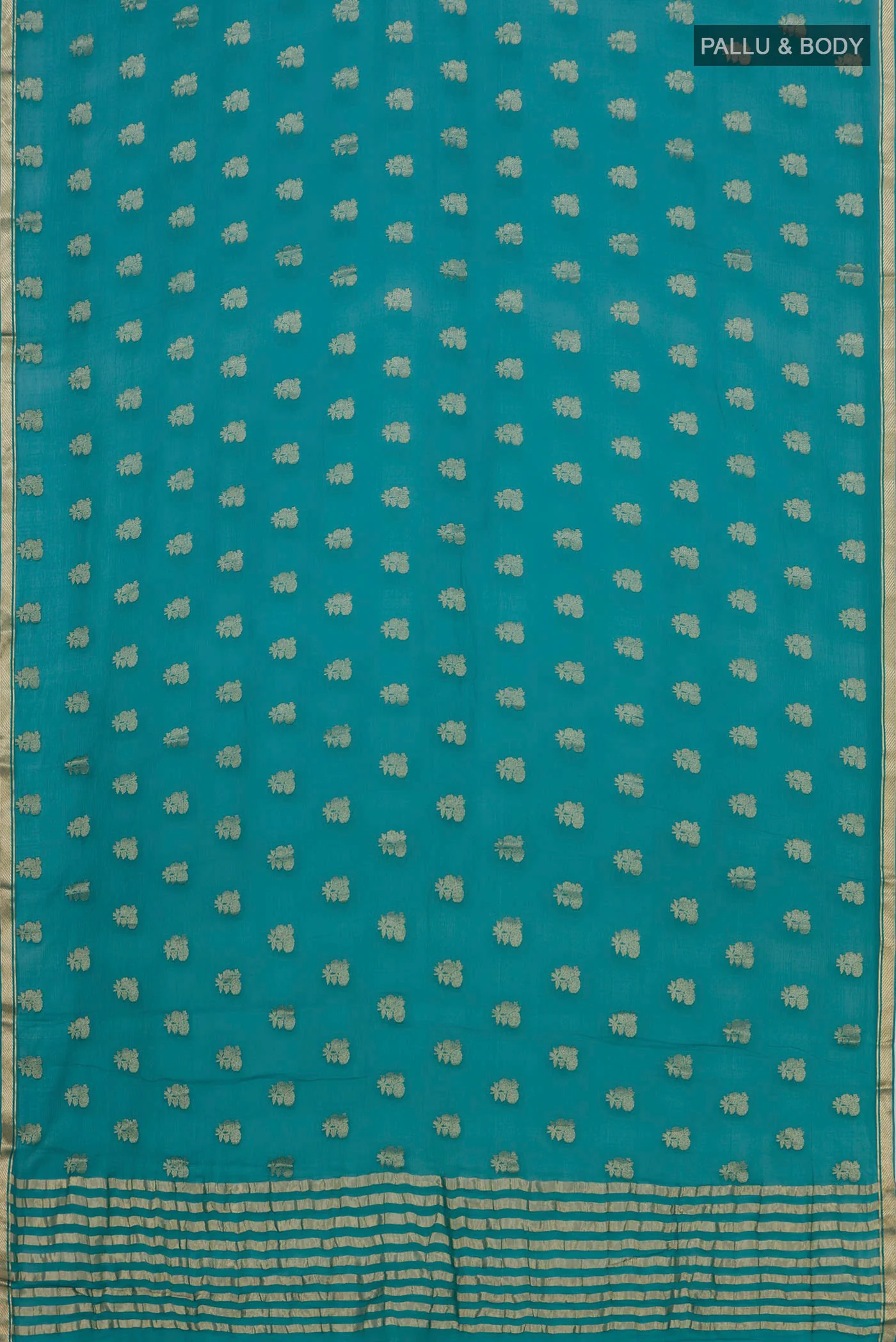 Maya Blue Mysore Chiffon Saree - Image 5