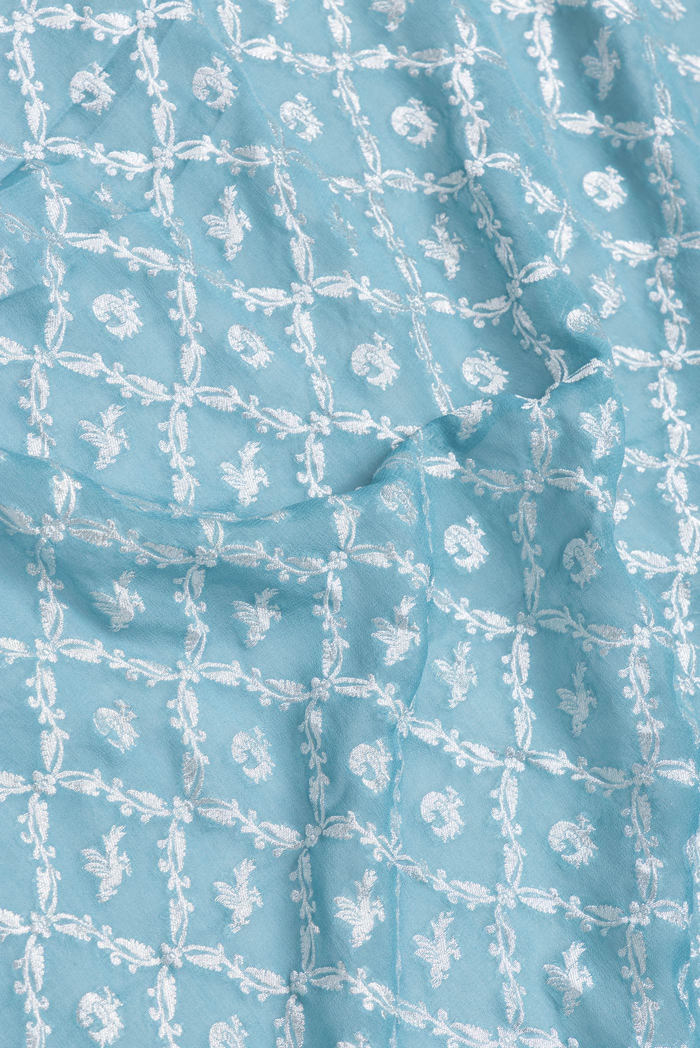 Maya Blue Banarasi Georgette Saree - Image 2