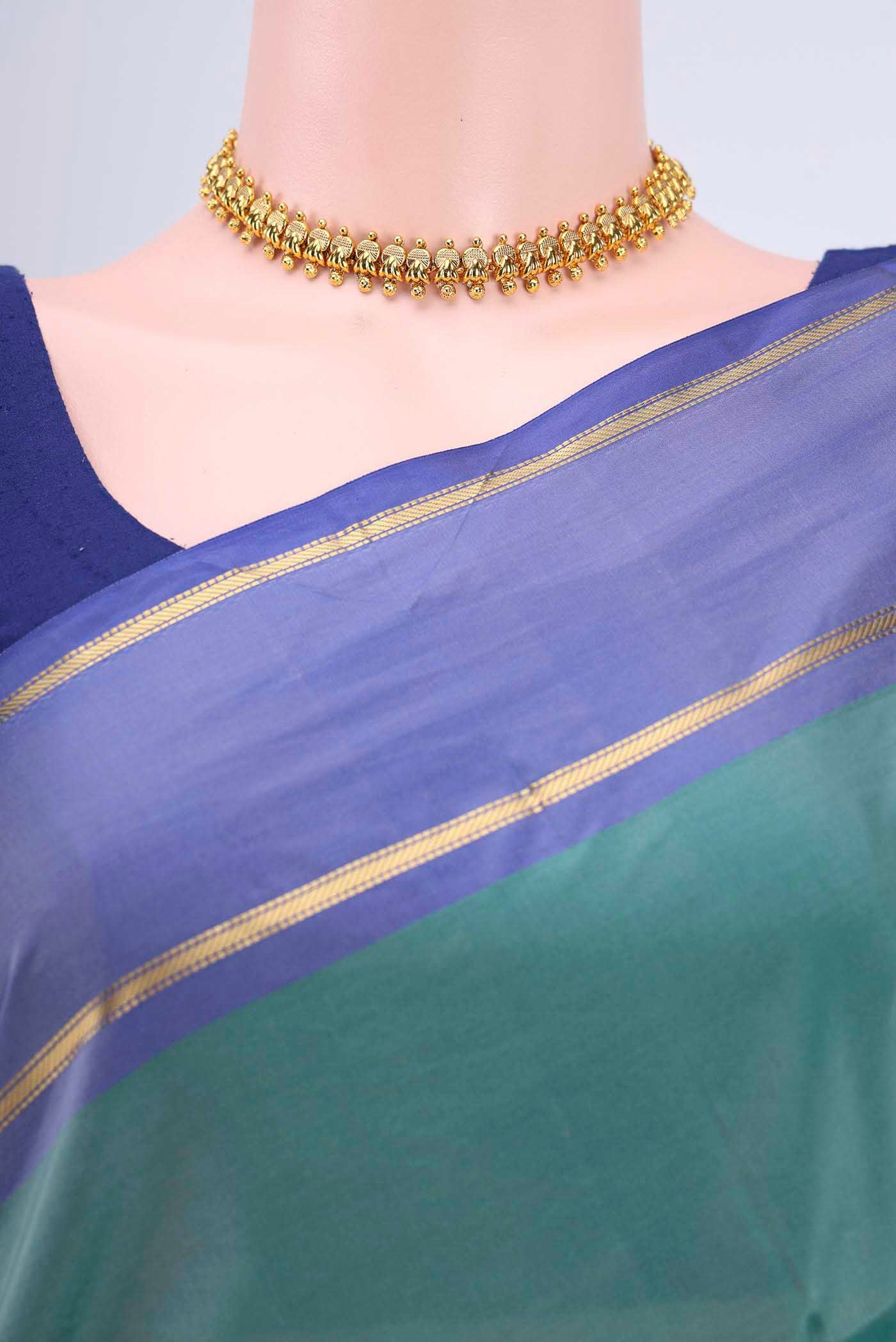 Maya Blue Dual Tone Blended Bangalore Silk Saree - Image 2