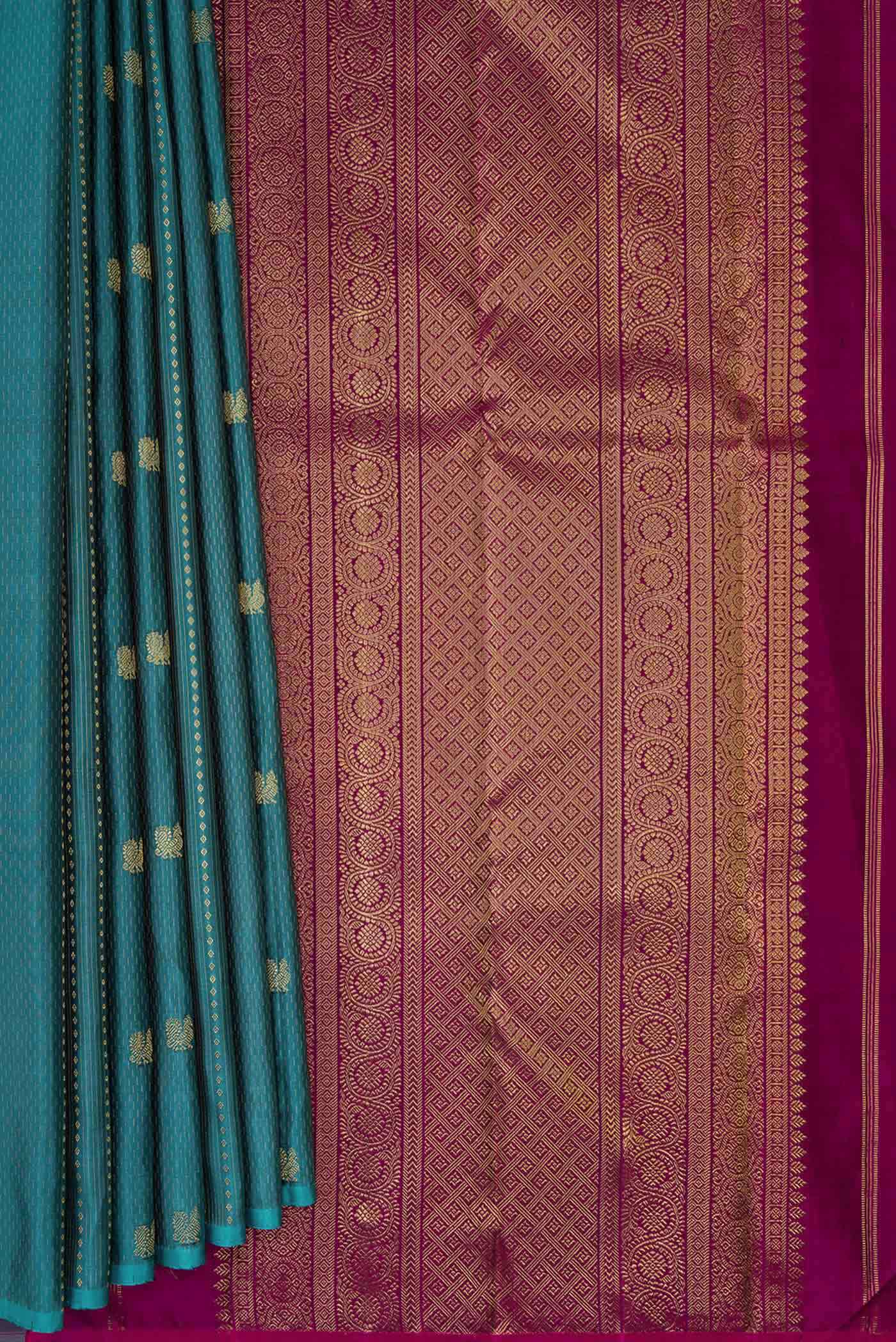 Maya Blue Dual Tone Kanchipuram Silk Saree - Image 3