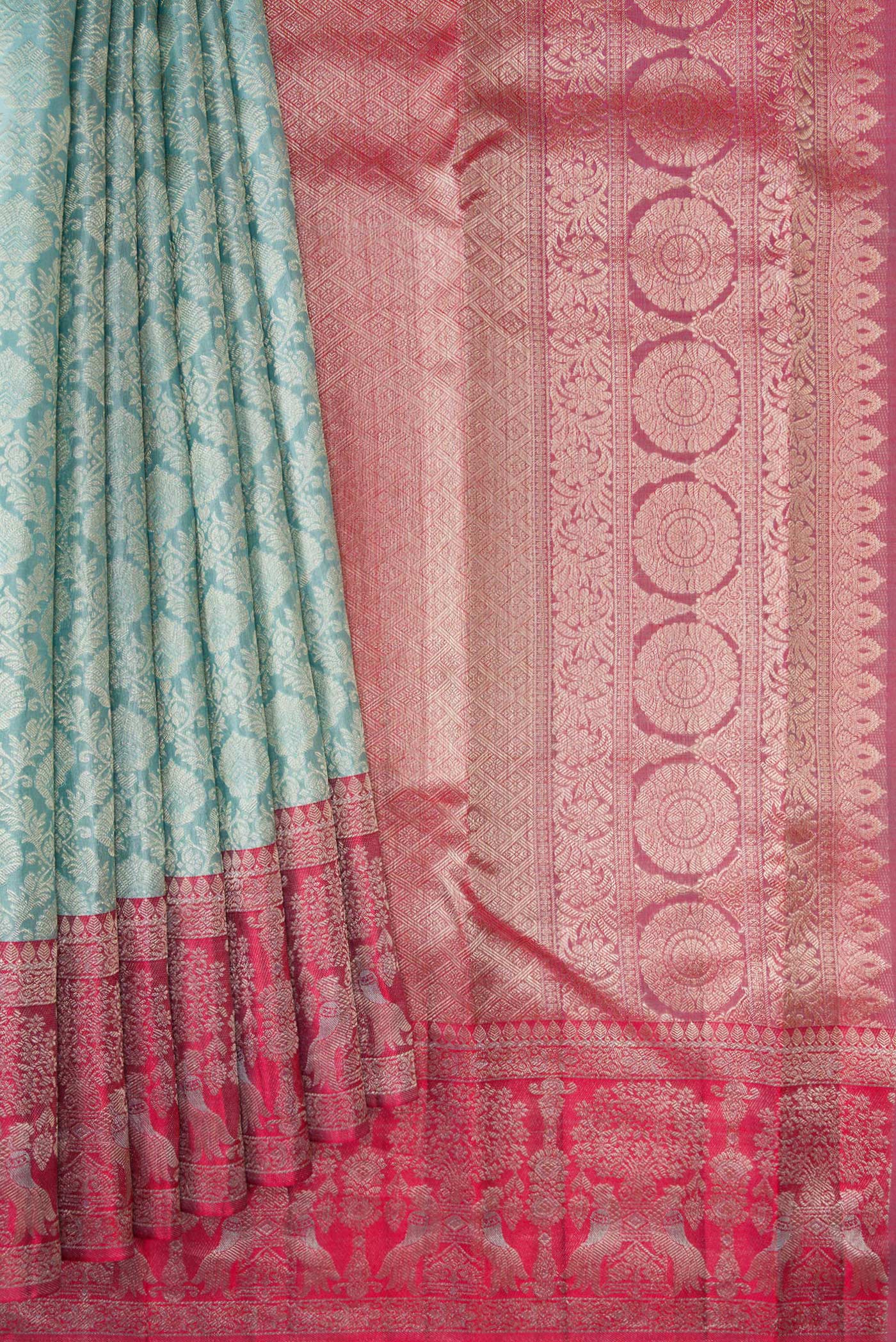 Light Blue Kanjivaram Silk Saree - Image 4