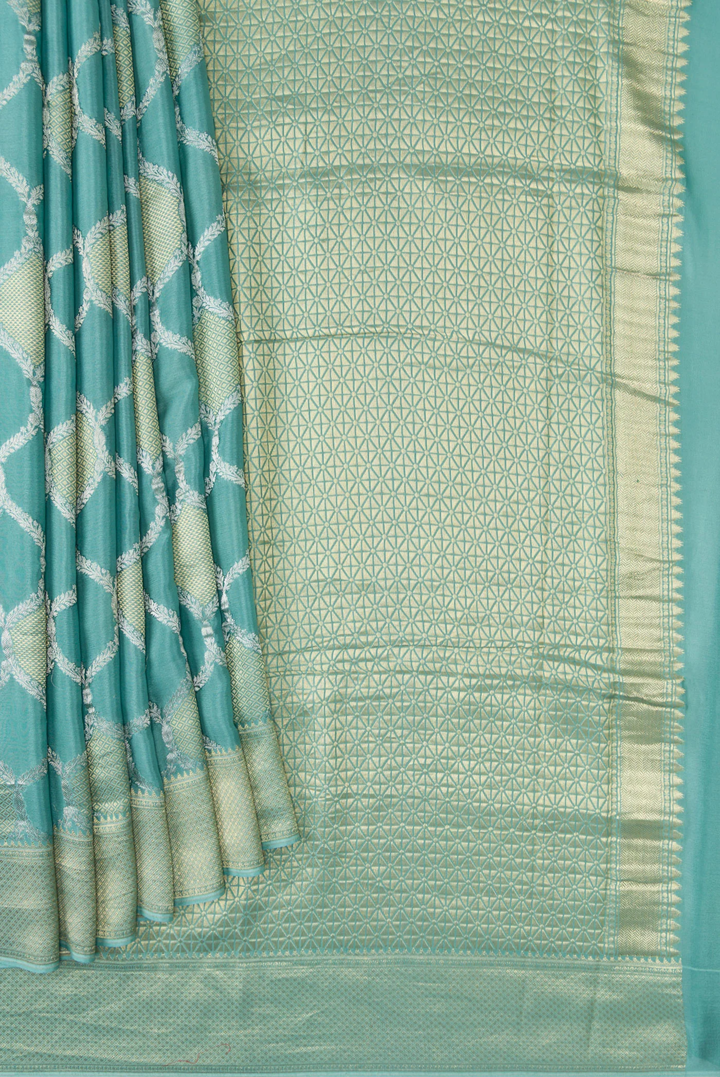 Maya Blue Mysore Crepe Saree - Image 4