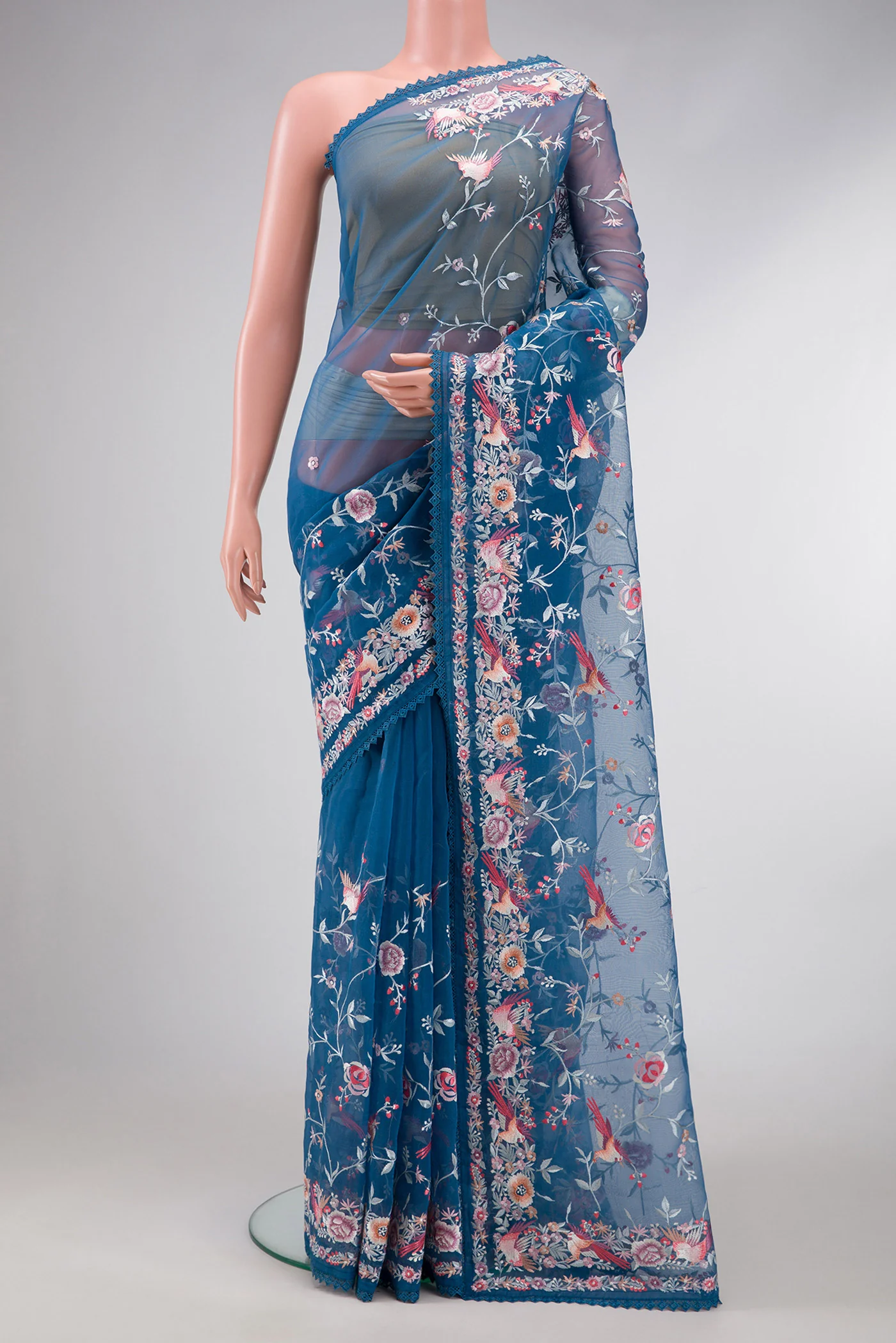 Maya Blue Organza Silk Saree - Image 2