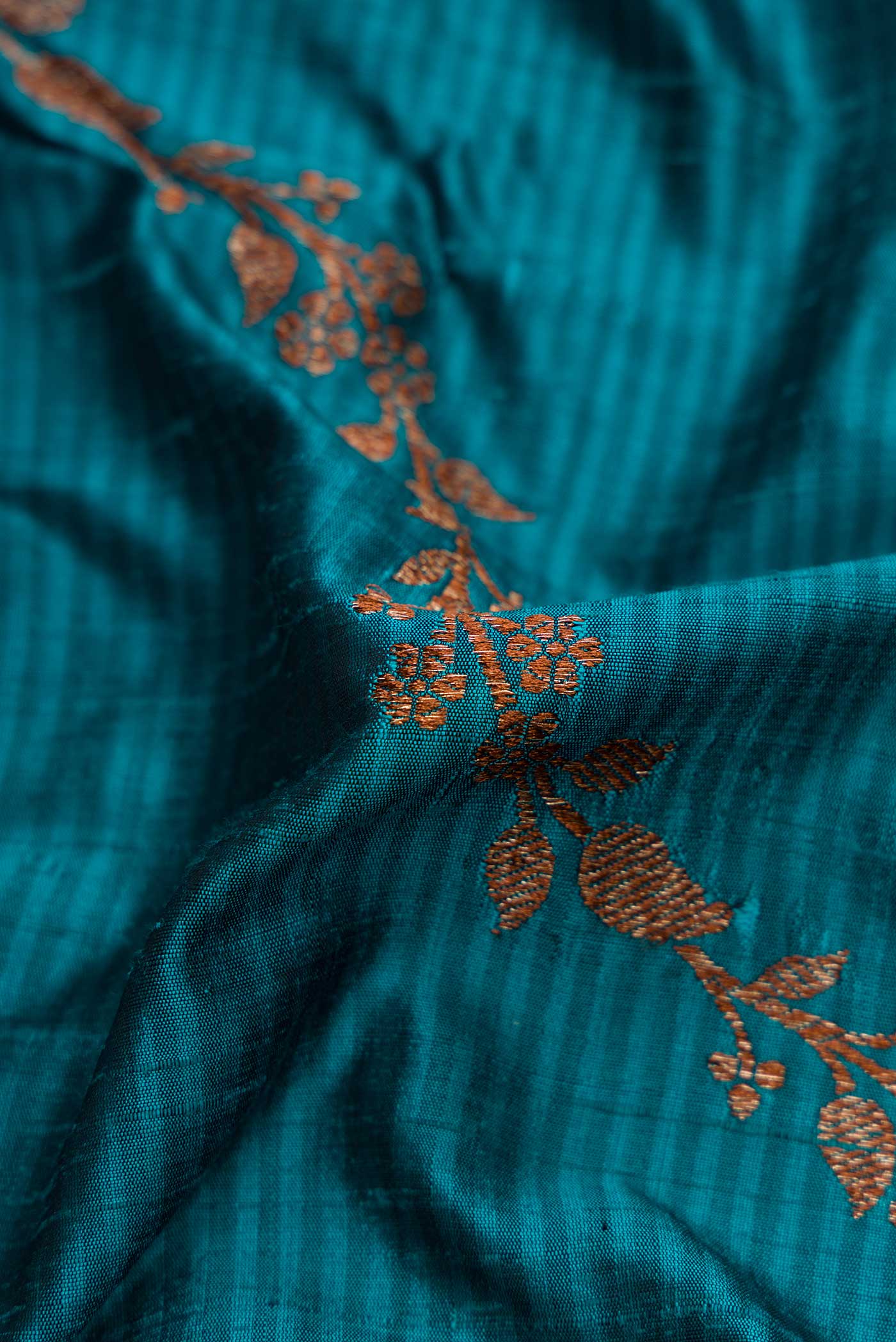 Maya Blue Banarasi Tussar Silk Saree - Image 2