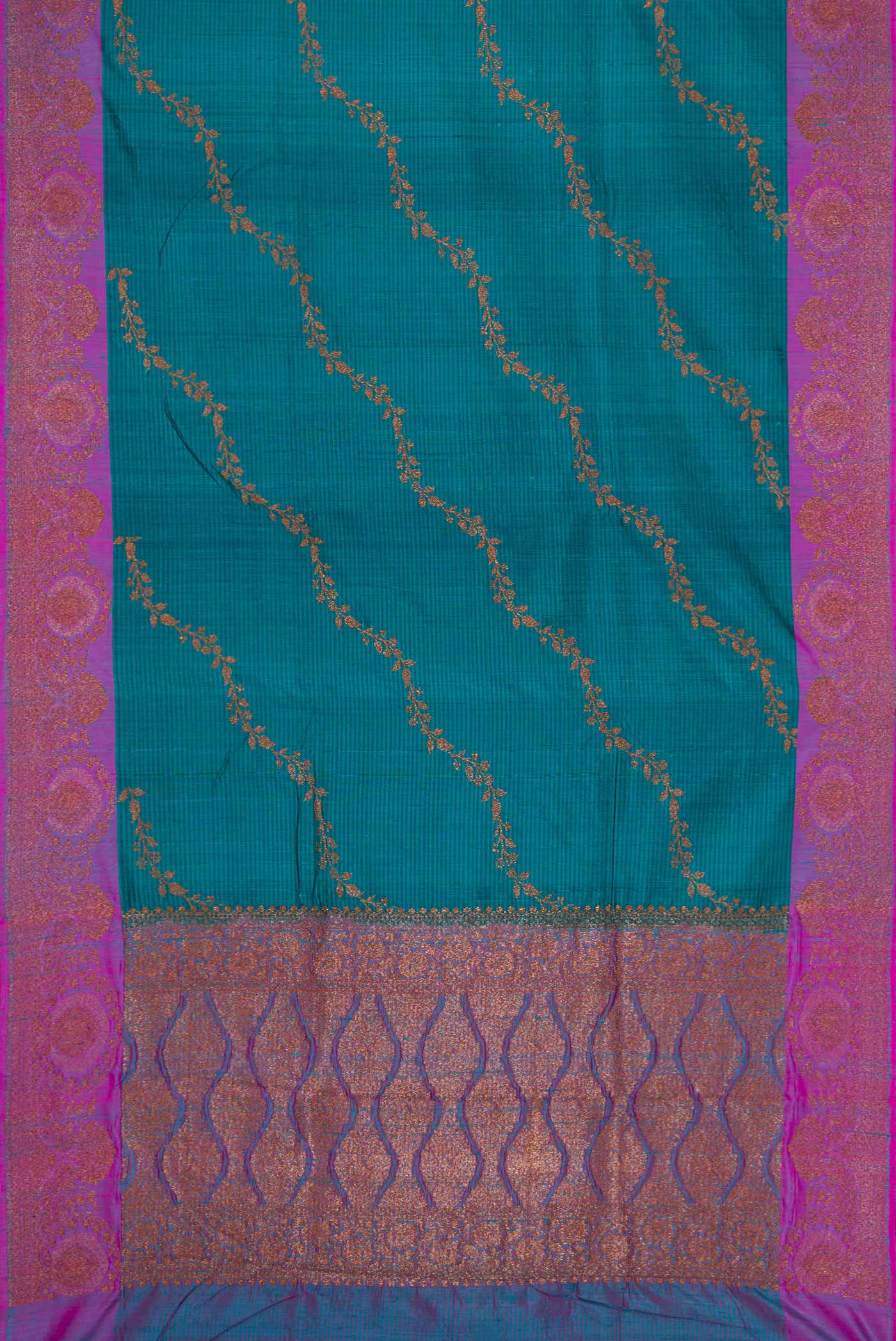 Maya Blue Banarasi Tussar Silk Saree - Image 6