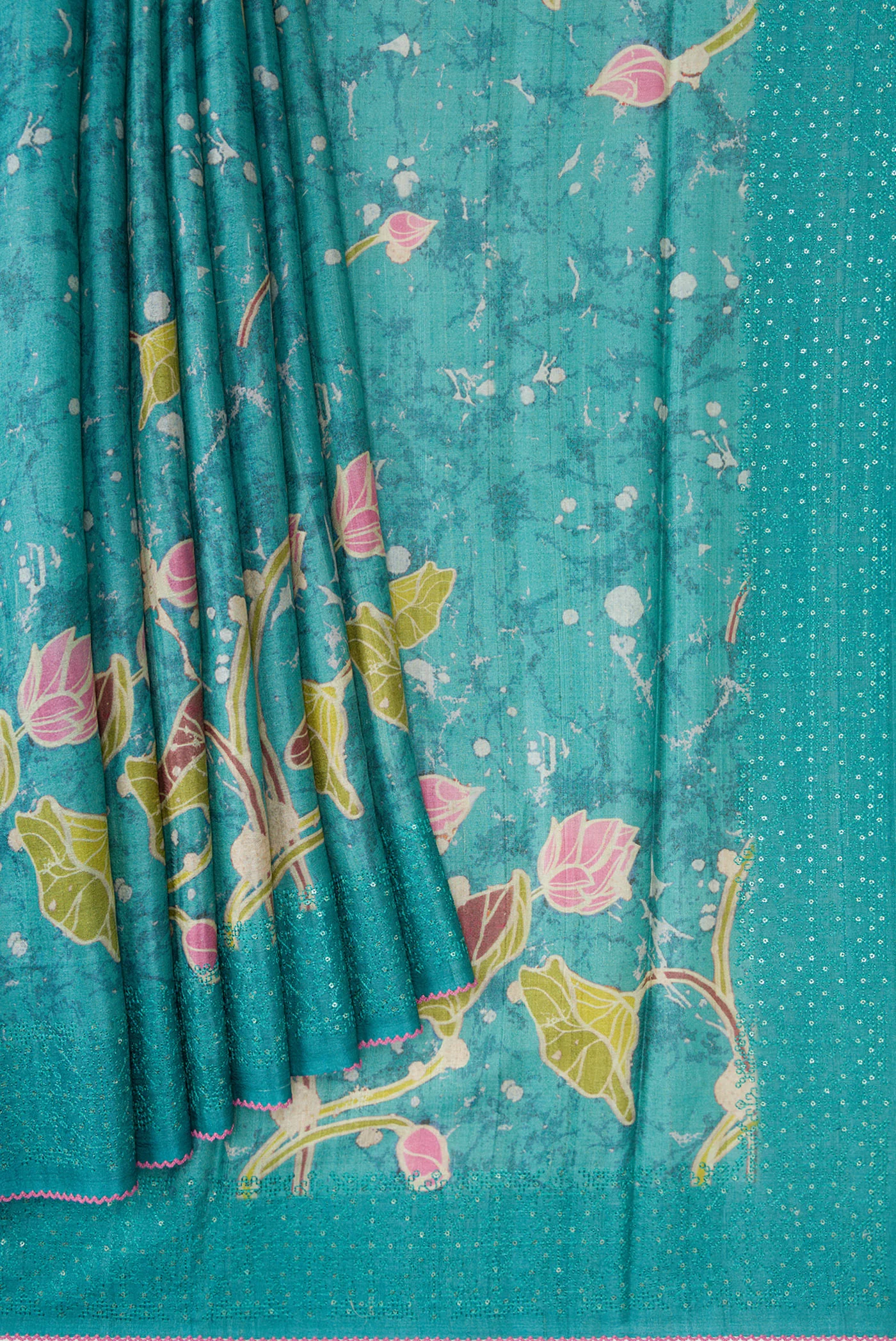 Maya Blue Dual Tone Tussar Silk Saree - Image 4