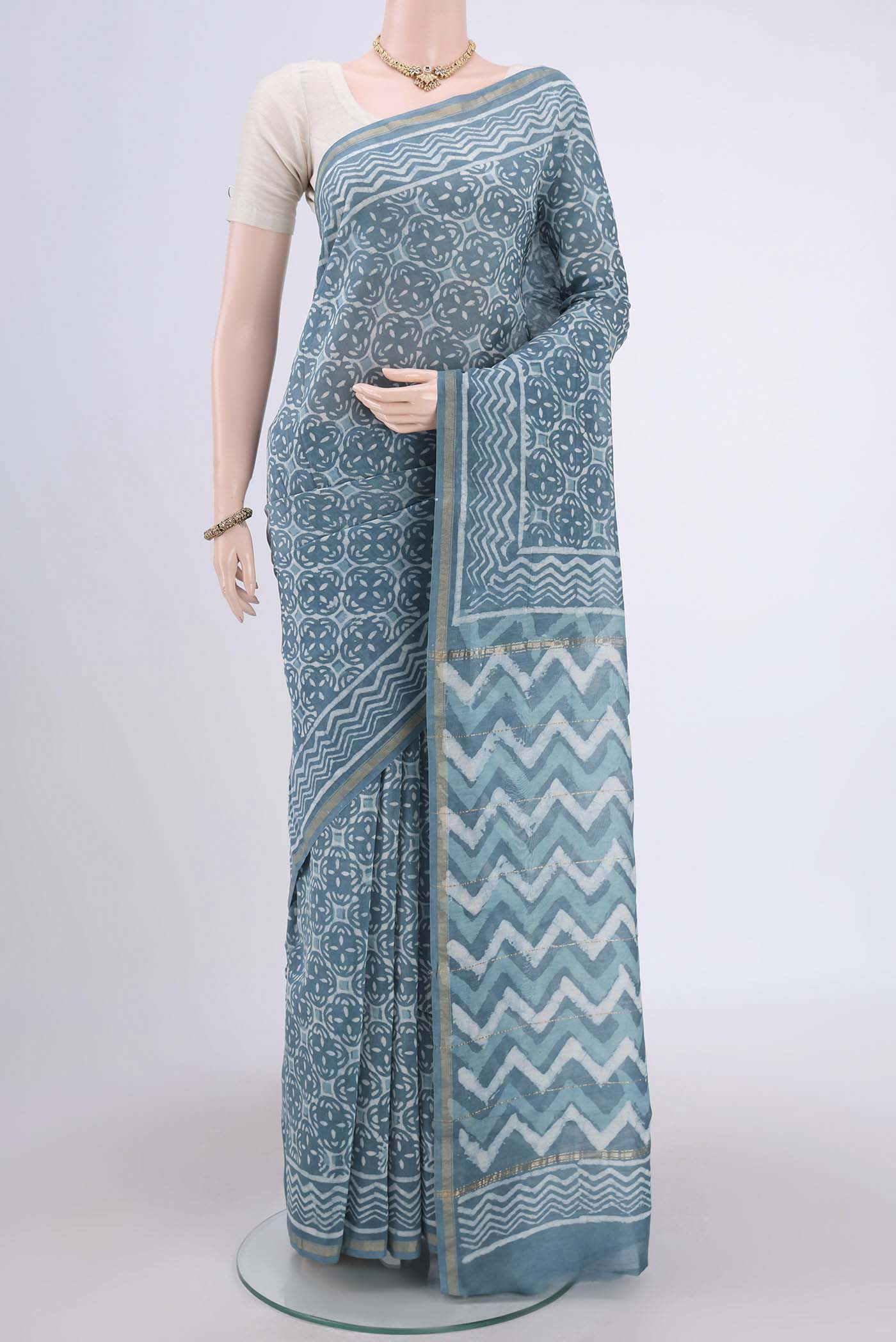 Maya Blue Chanderi Silk Cotton Saree
