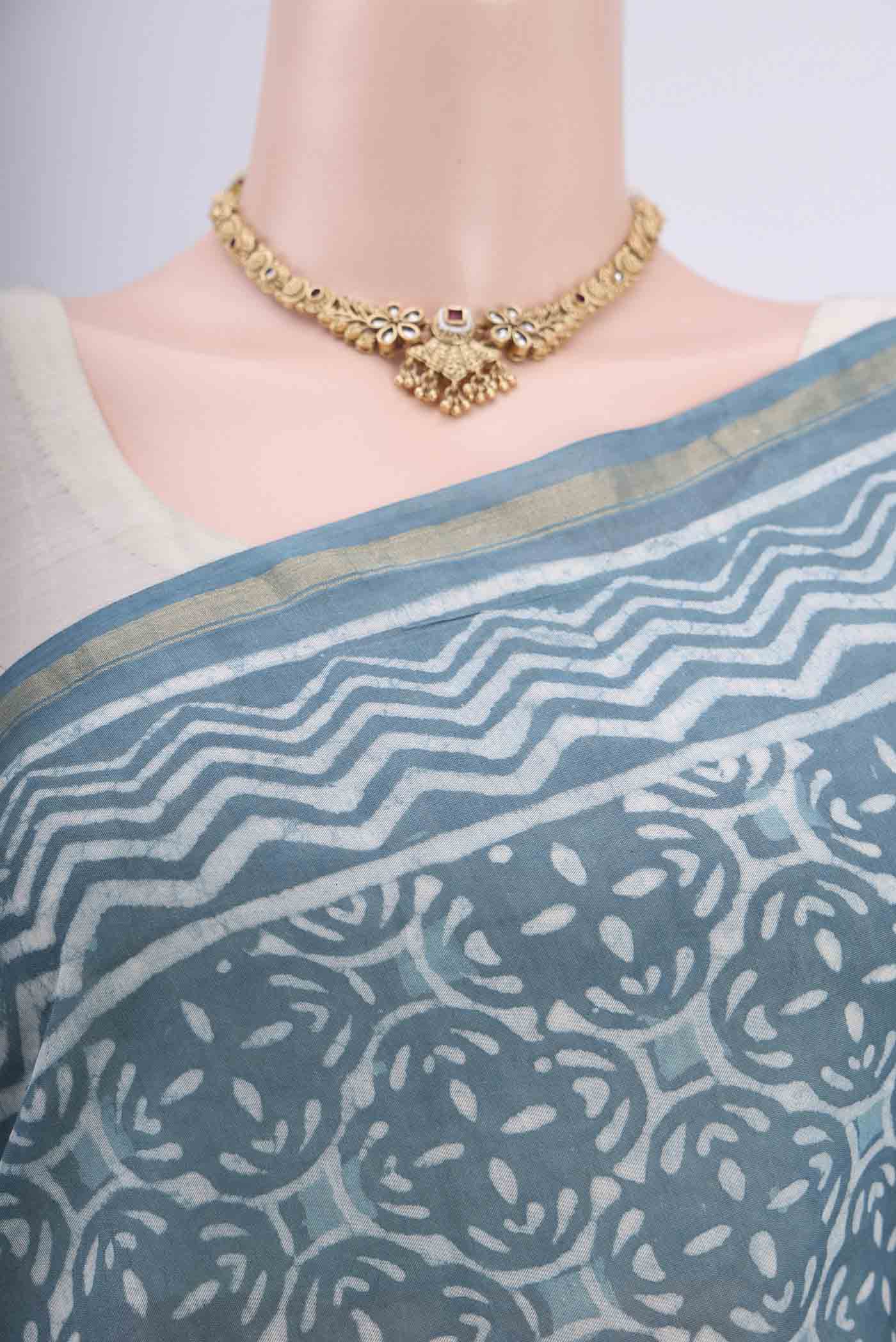 Maya Blue Chanderi Silk Cotton Saree - Image 2