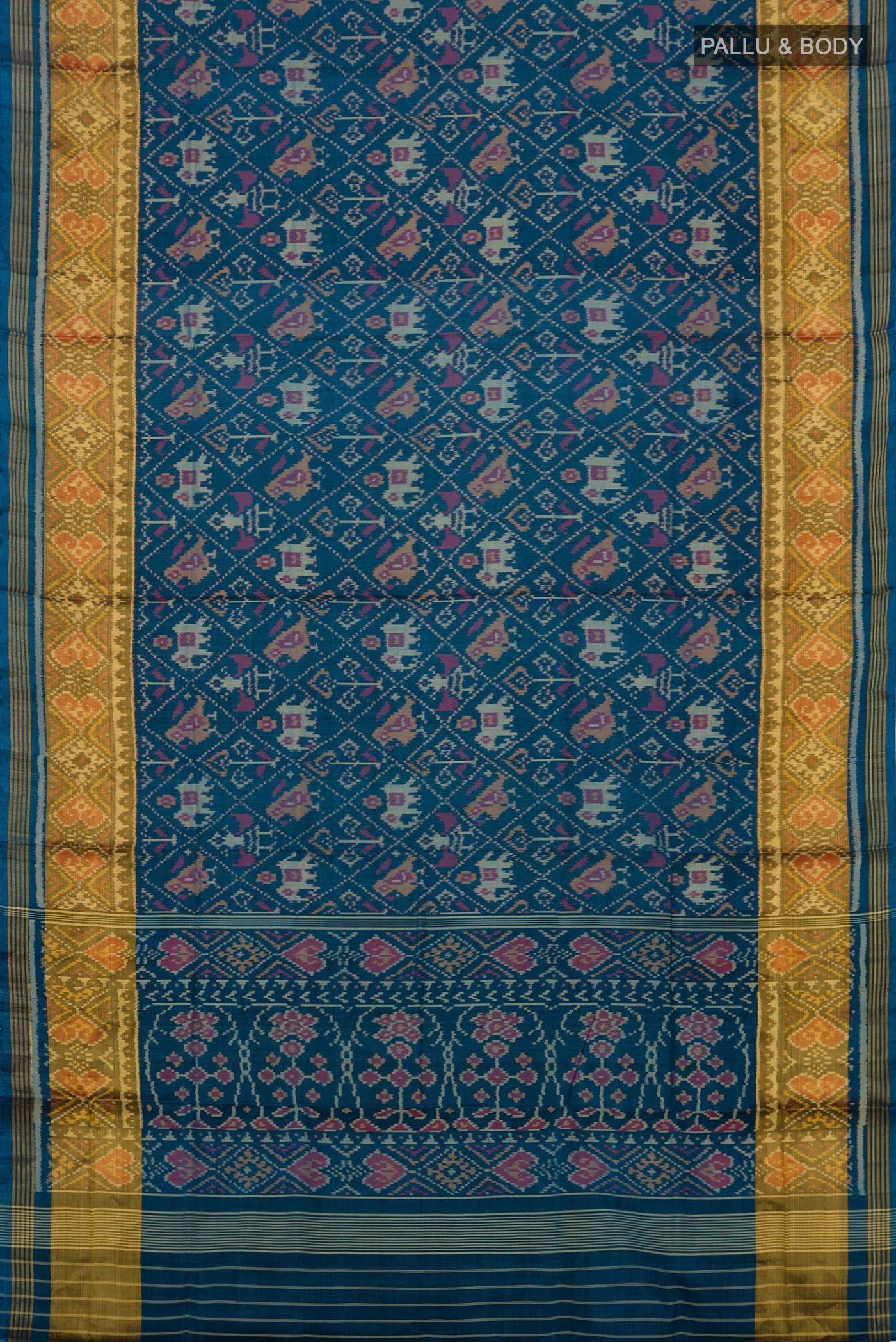 Blue Rajkot Patola Silk Saree - Image 5