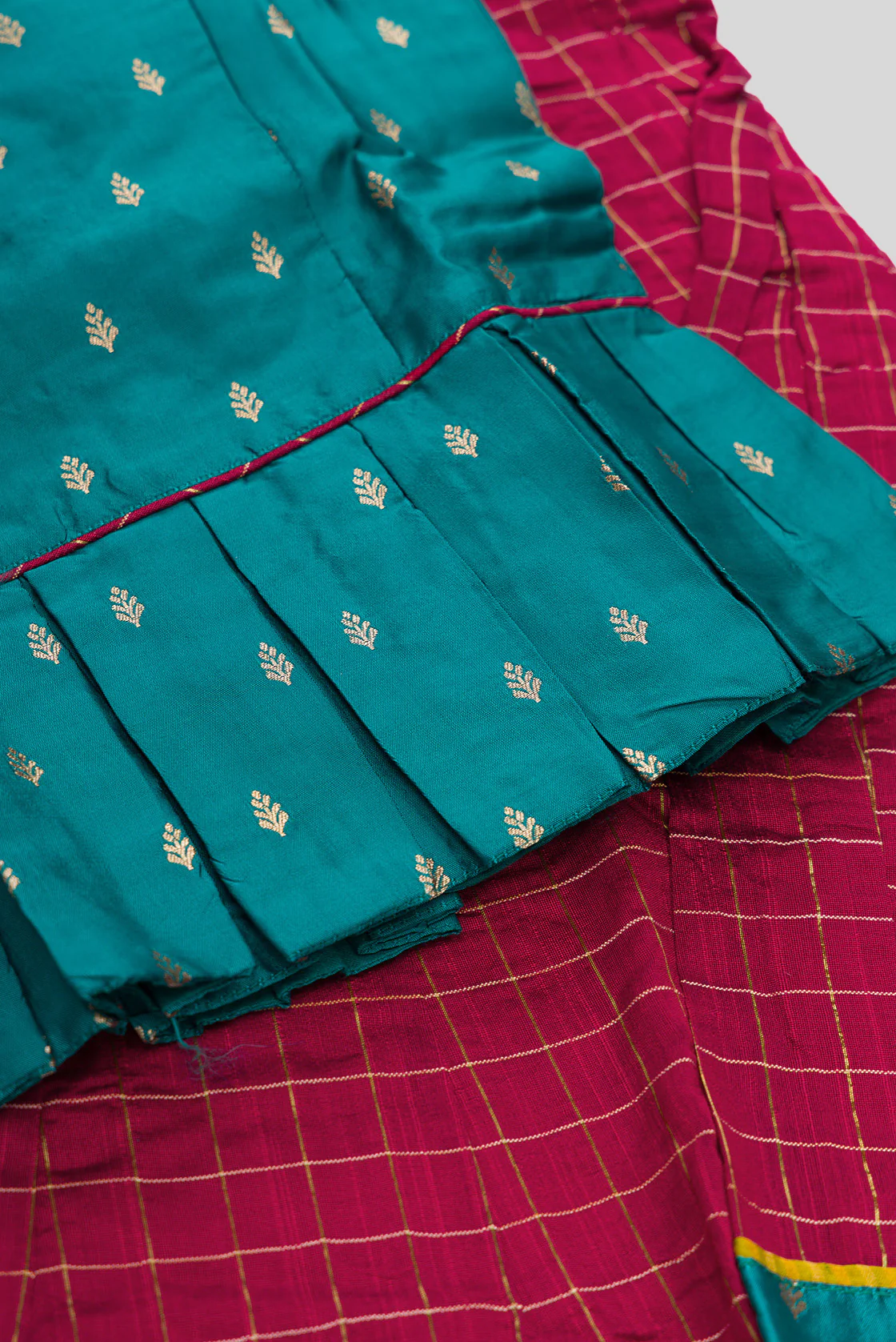Maya Blue Readymade Cotton Pavadai Set  | Lehanga & Blouse - Image 6
