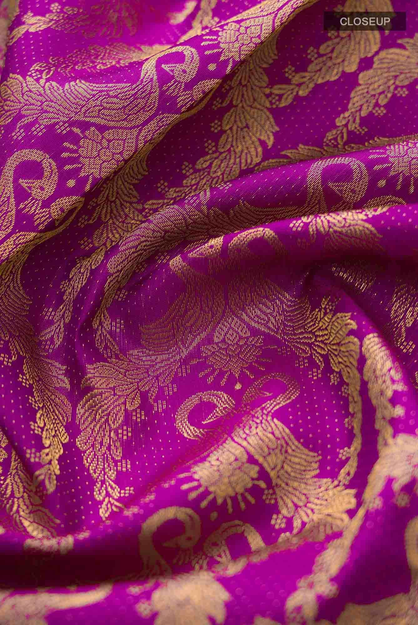 Mayilkan-Magenta Kanchipuram Silk Saree - Image 3