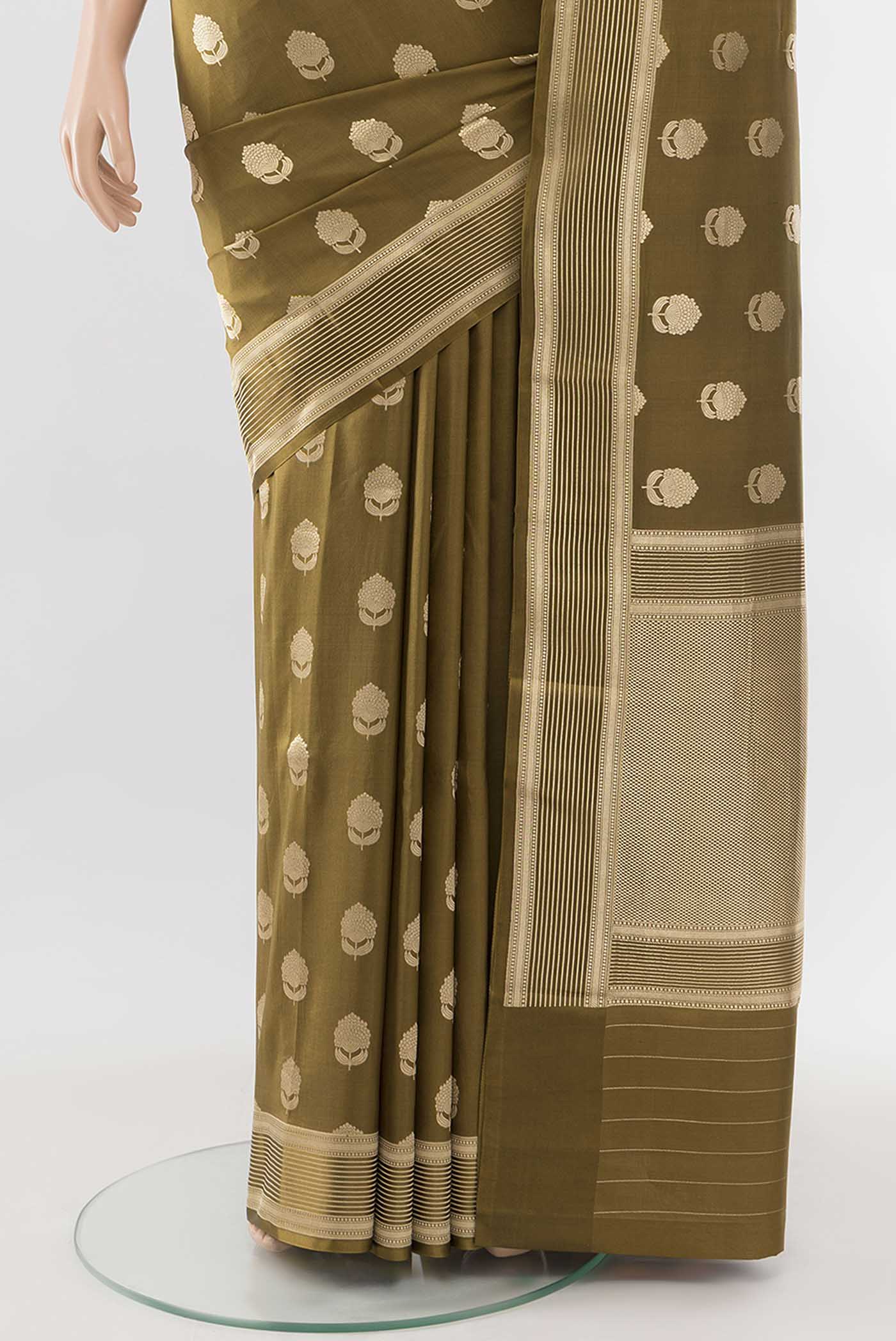 Mehandi Green Banarasi Silk Saree - Image 3