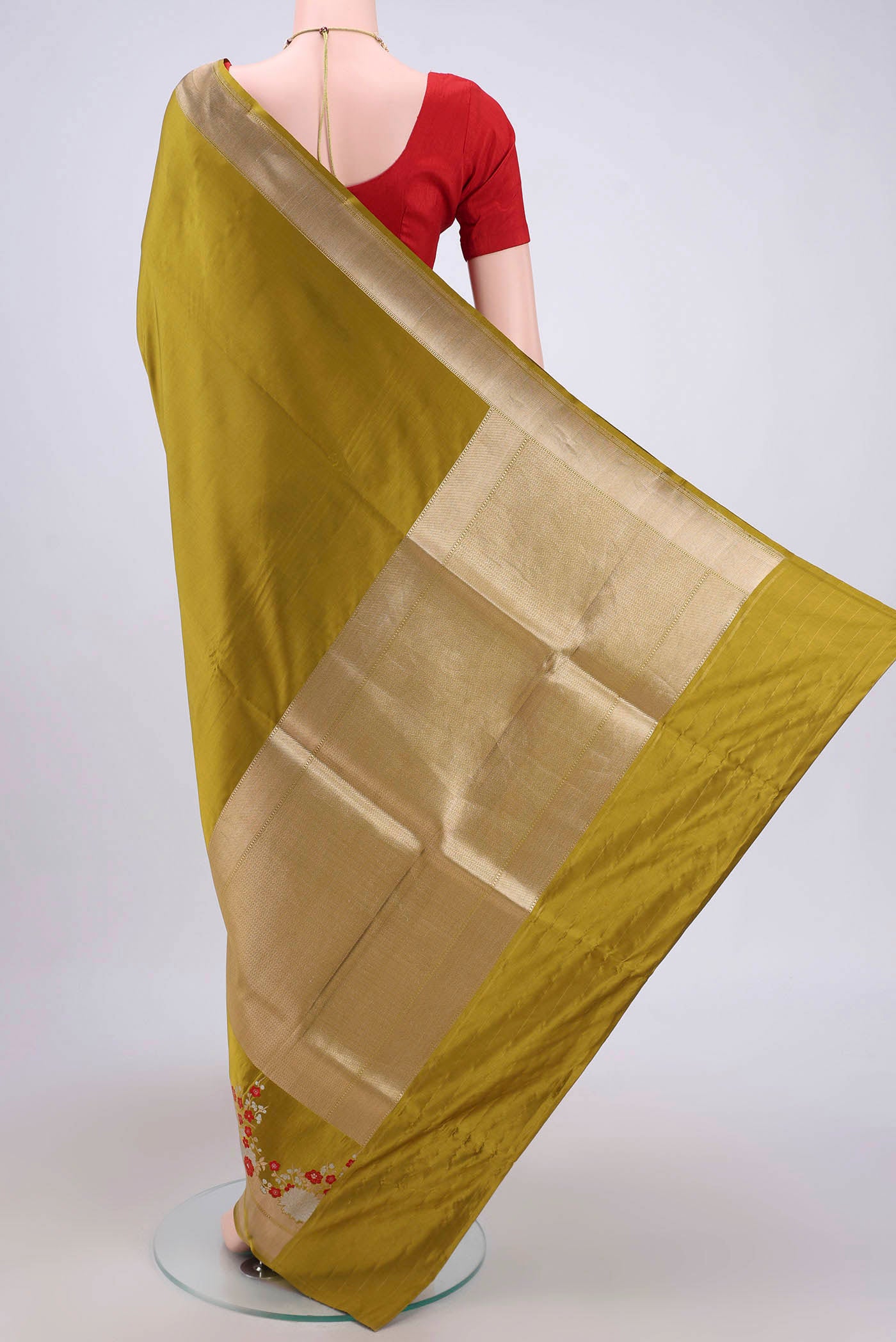 Mehandi Green Banarasi Silk Saree - Image 3