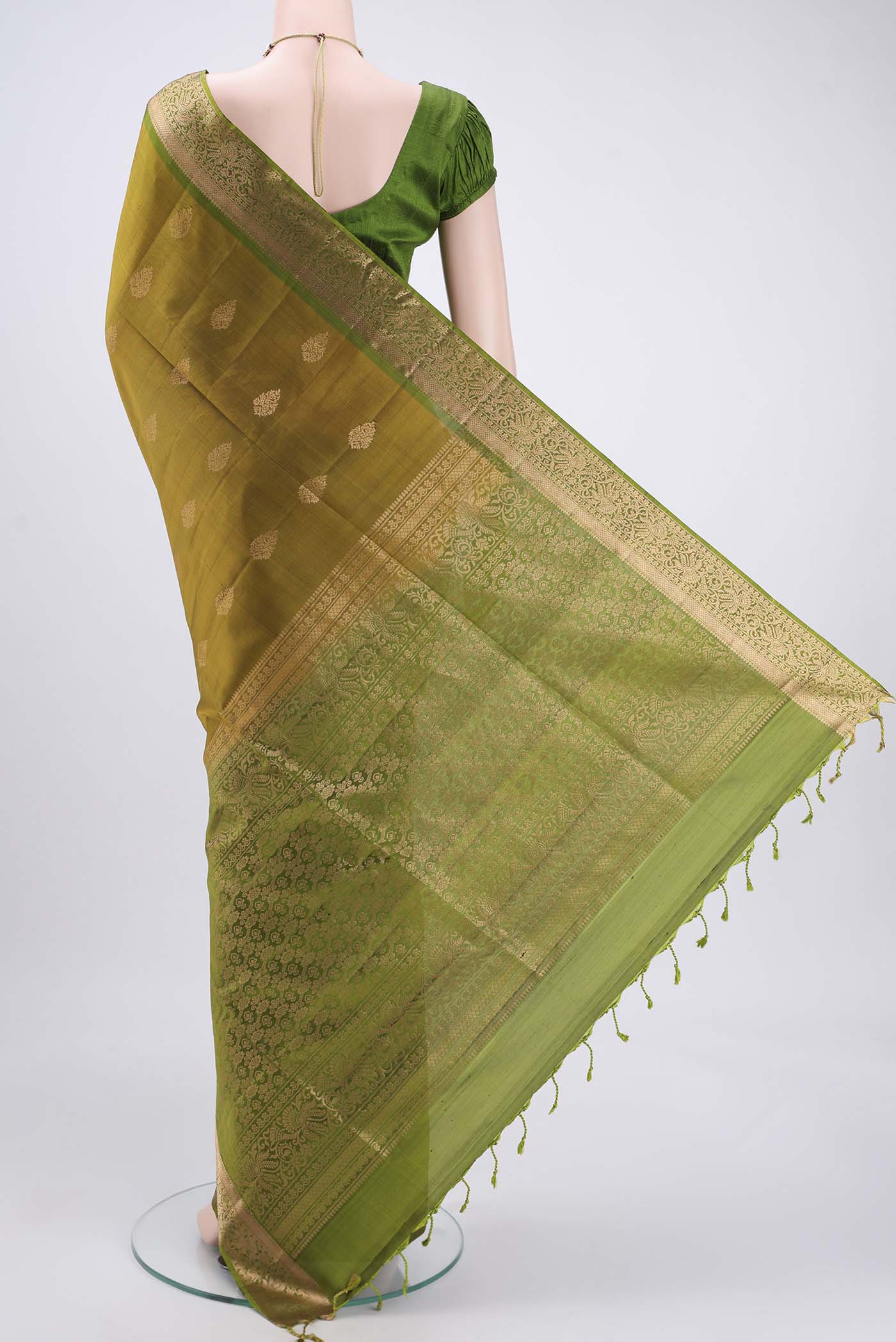 Mehandi Green Soft Silk Saree - Image 3