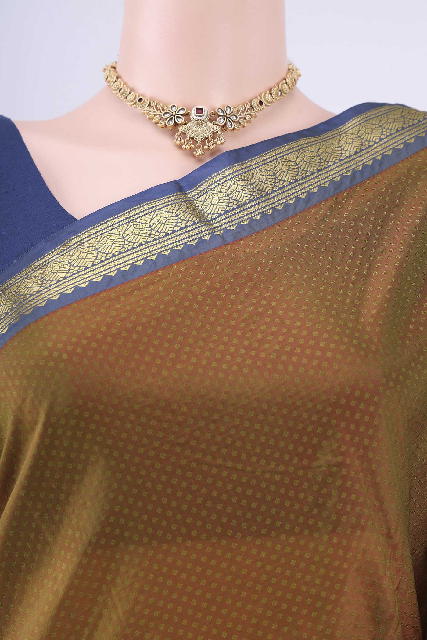 Mehandi Green Blended Bangalore Silk Saree - Image 2