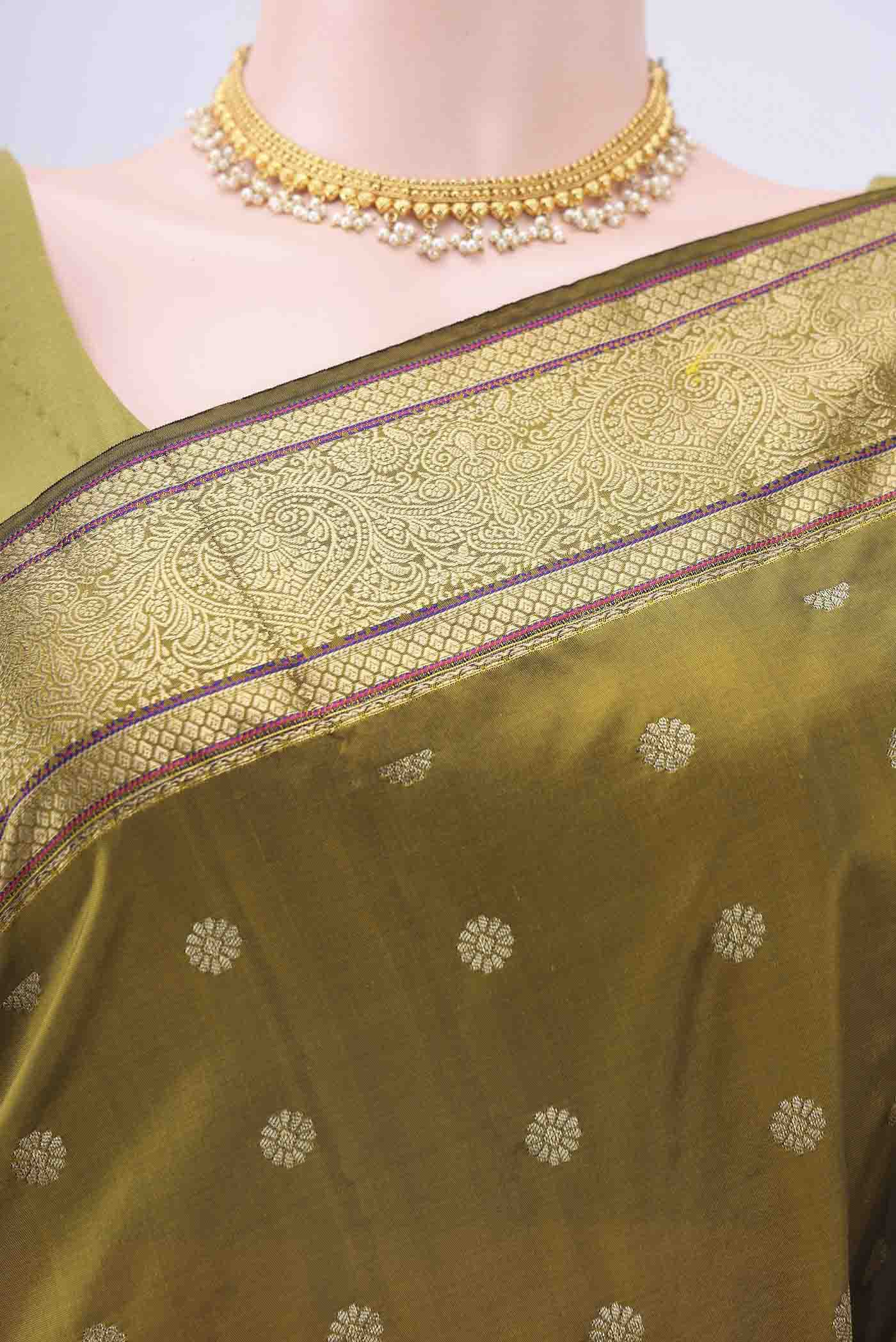 Mehandi Green Blended Bangalore Silk Saree - Image 2
