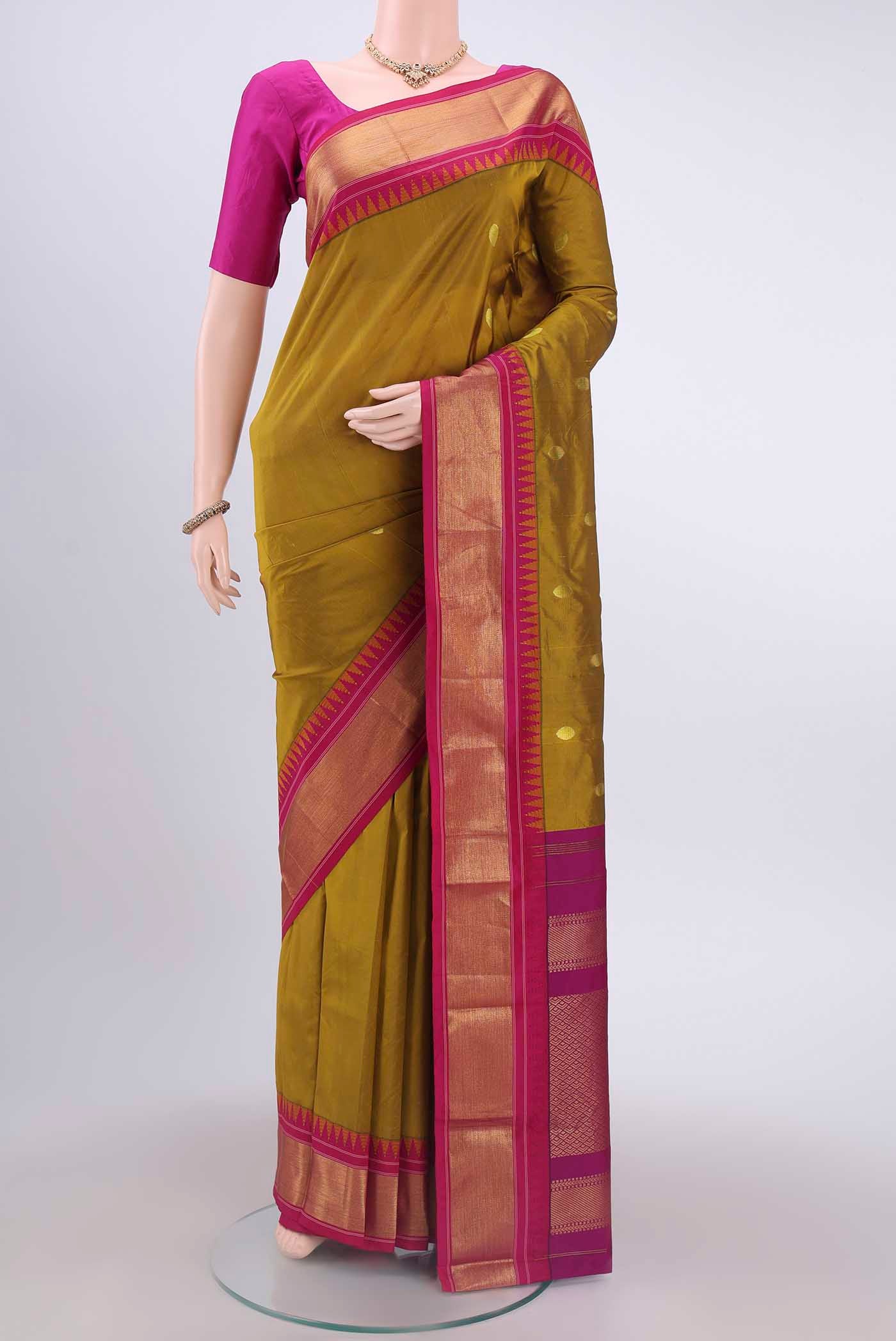 Mehandi Green Blended Bangalore Silk Saree
