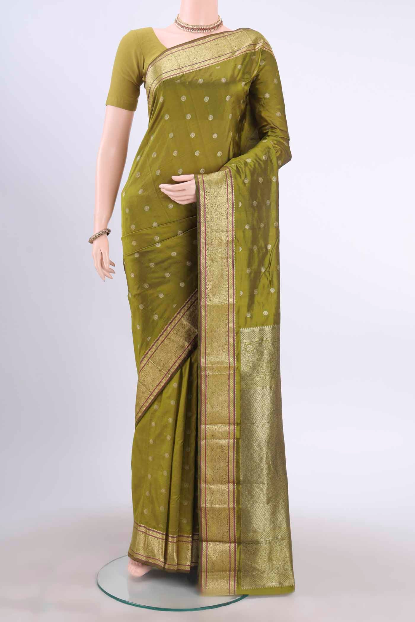 Mehandi Green Blended Bangalore Silk Saree
